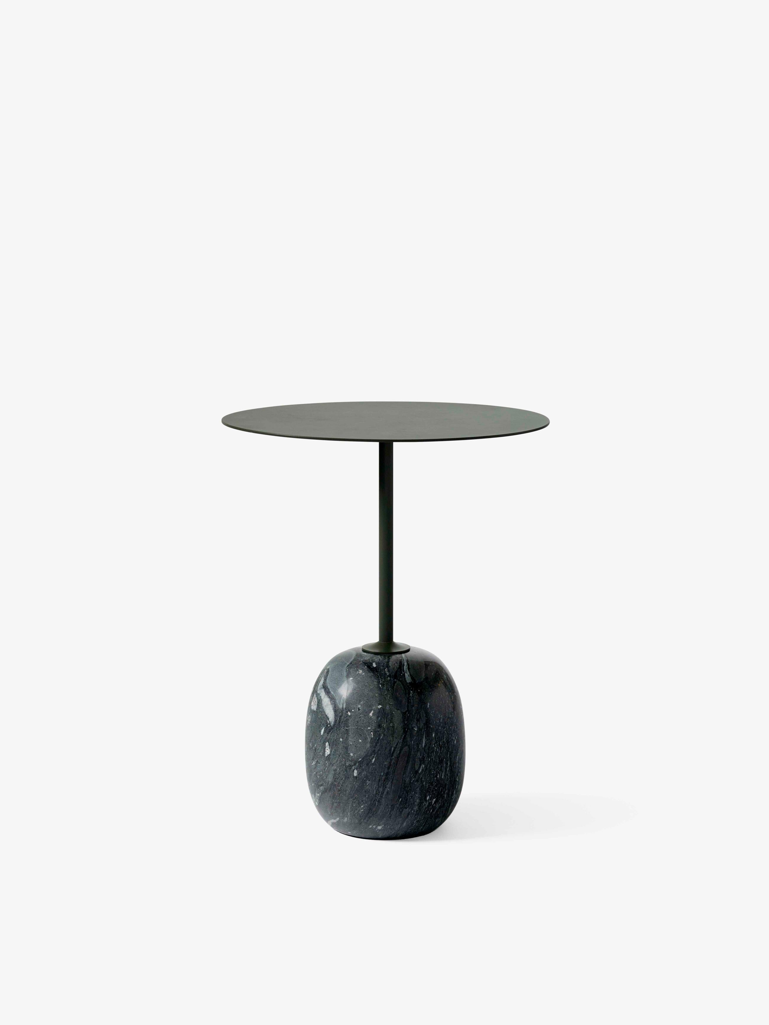 Side table LATO dark green top with gray-green marble base