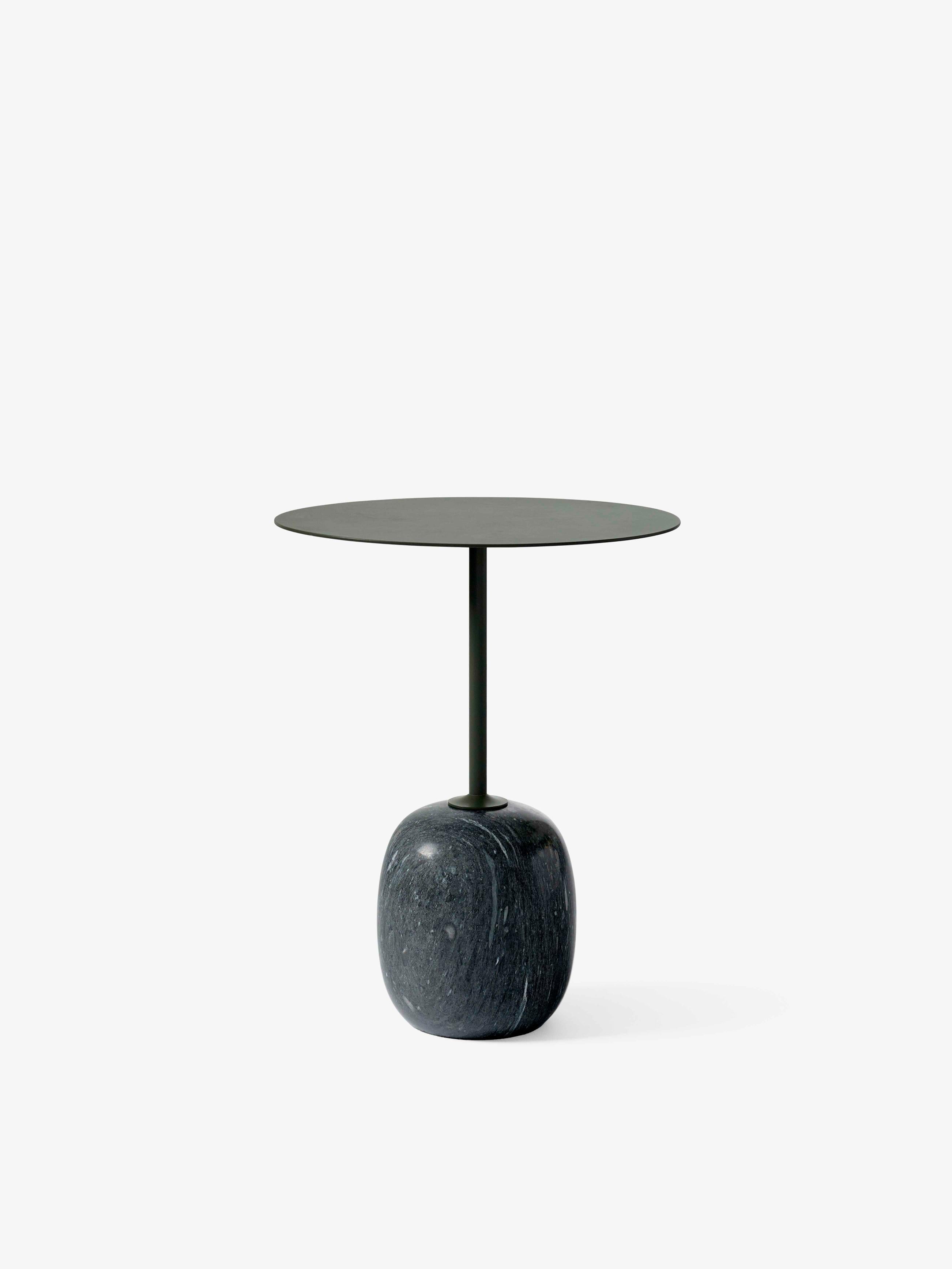 Side table LATO dark green top with gray-green marble base