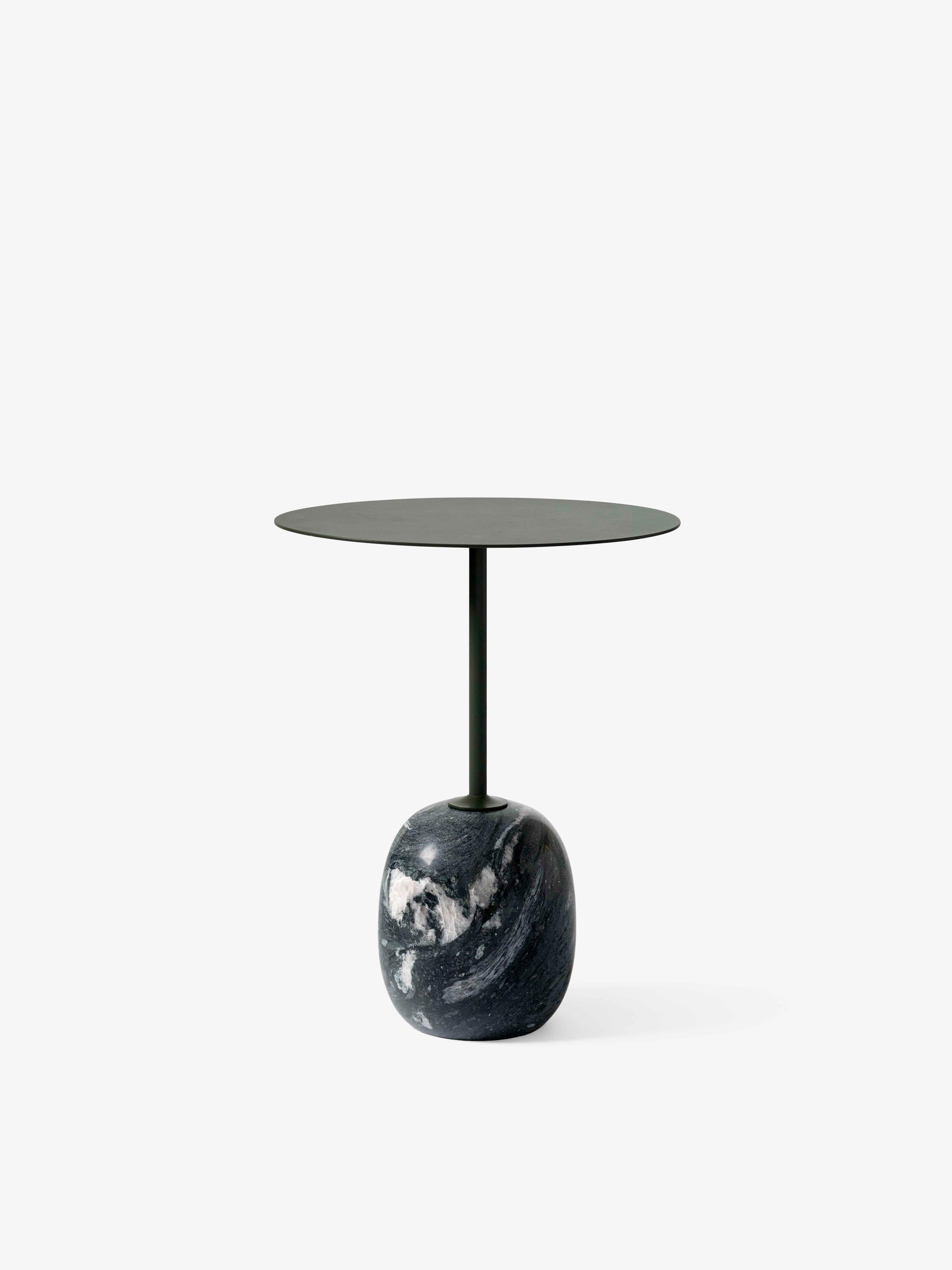 Side table LATO dark green top with gray-green marble base