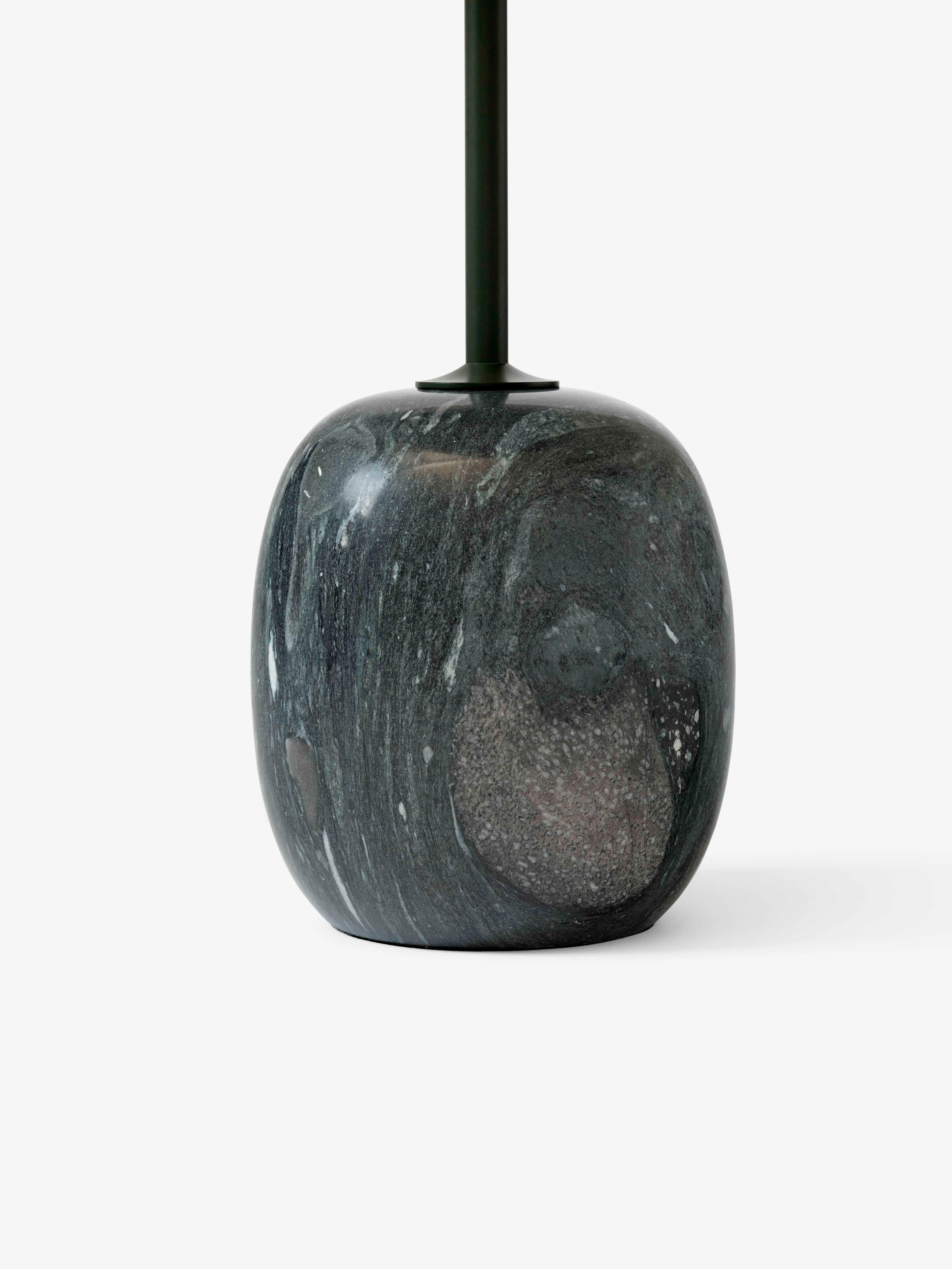Side table LATO dark green top with gray-green marble base