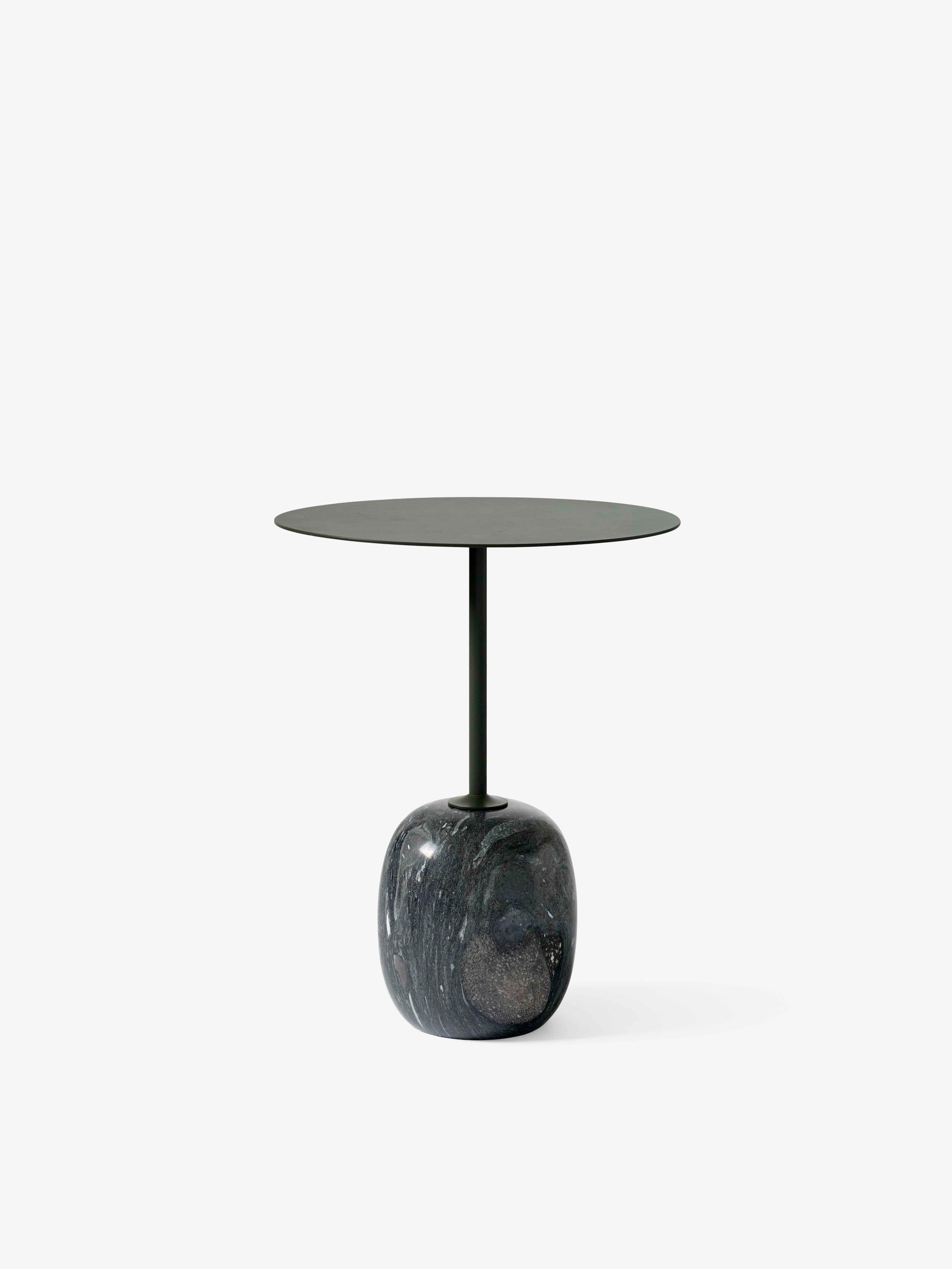 Side table LATO dark green top with gray-green marble base