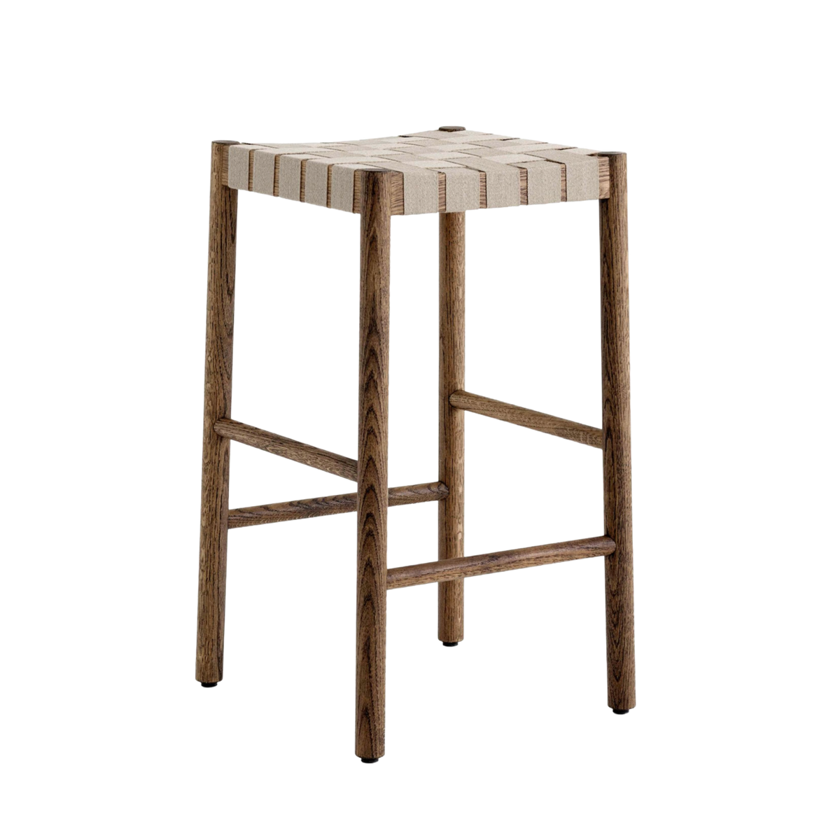 BETTY stool with beige woven seat and smoked oiled oak