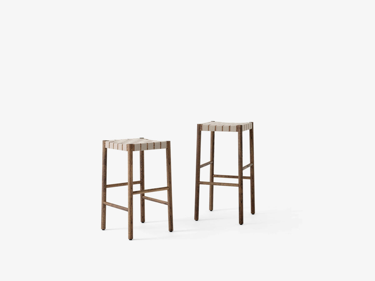BETTY stool with beige woven seat and smoked oiled oak