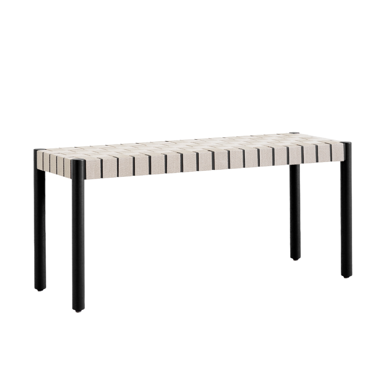 BETTY Bench with Beige Woven Seat and Black Lacquered Ash
