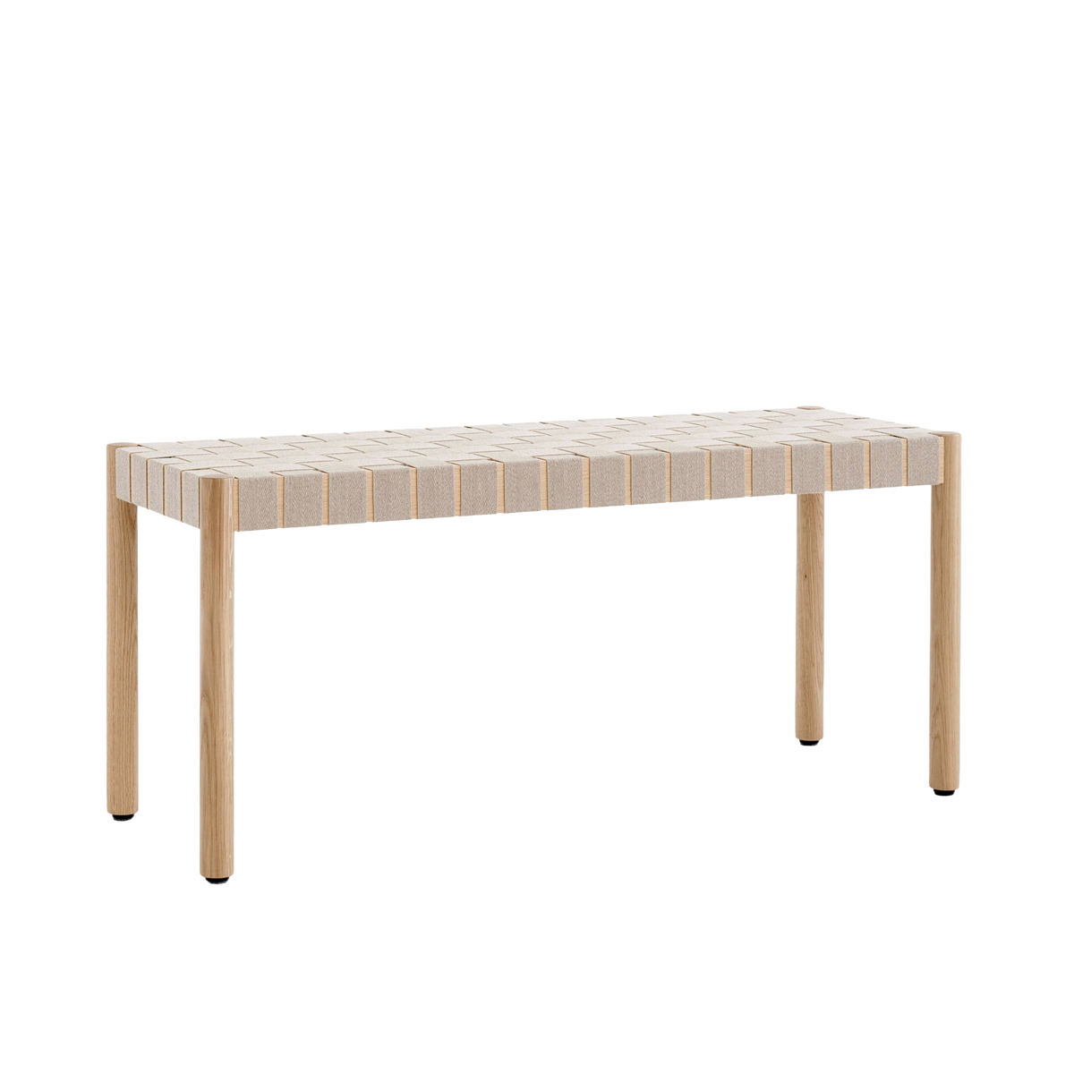 BETTY bench with beige woven seat and lacquered oak