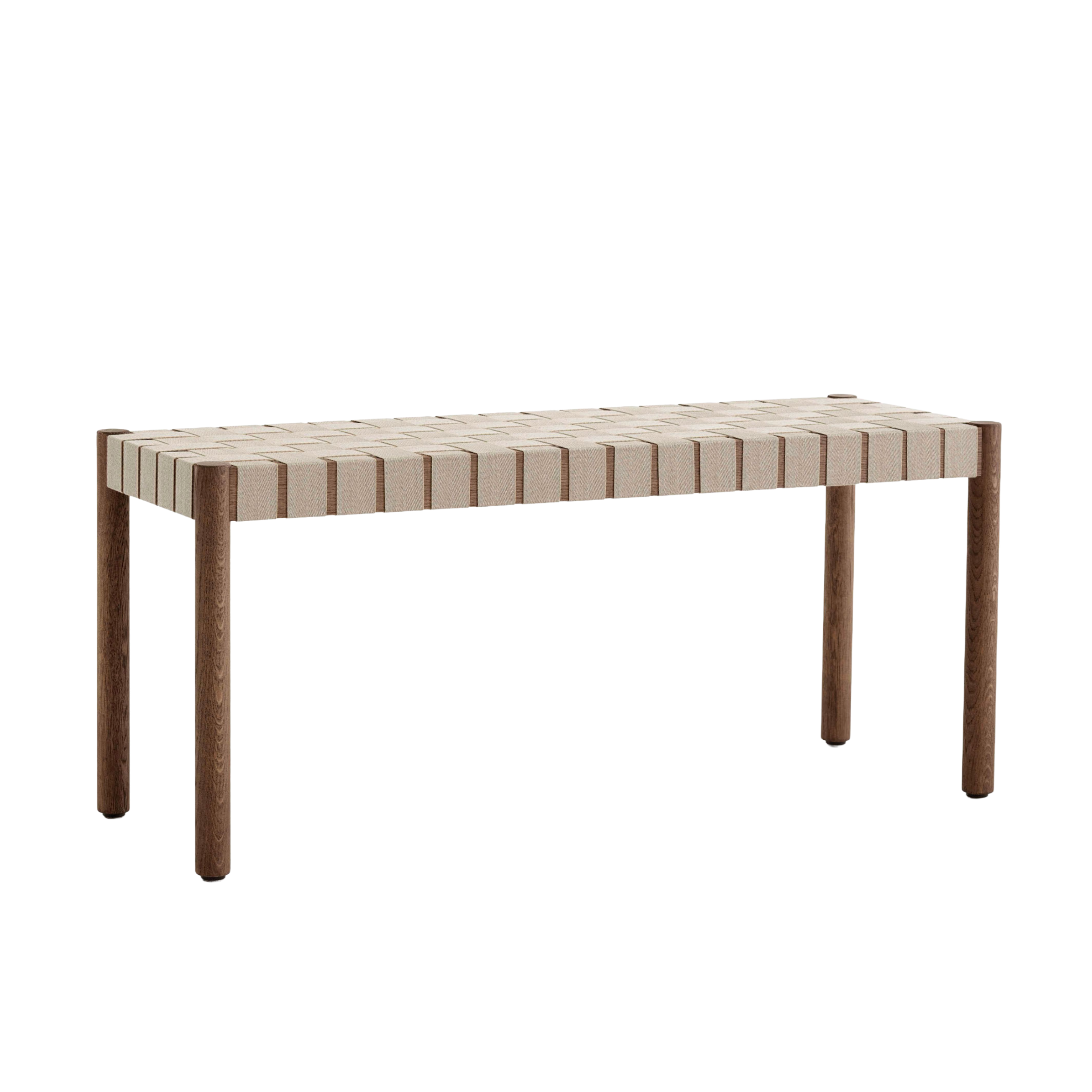 BETTY bench with beige woven seat and smoked oiled oak