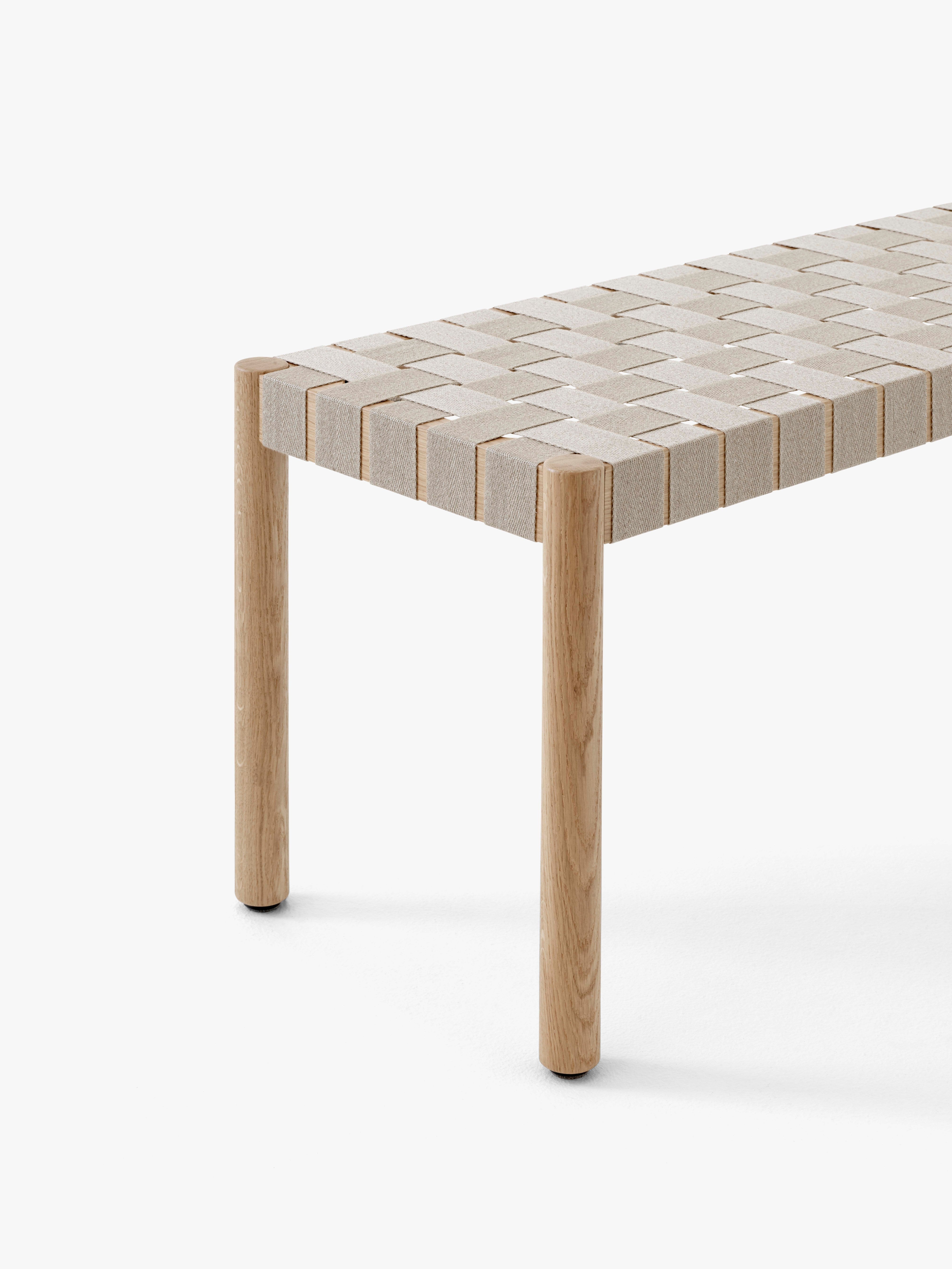 BETTY bench with beige woven seat and lacquered oak