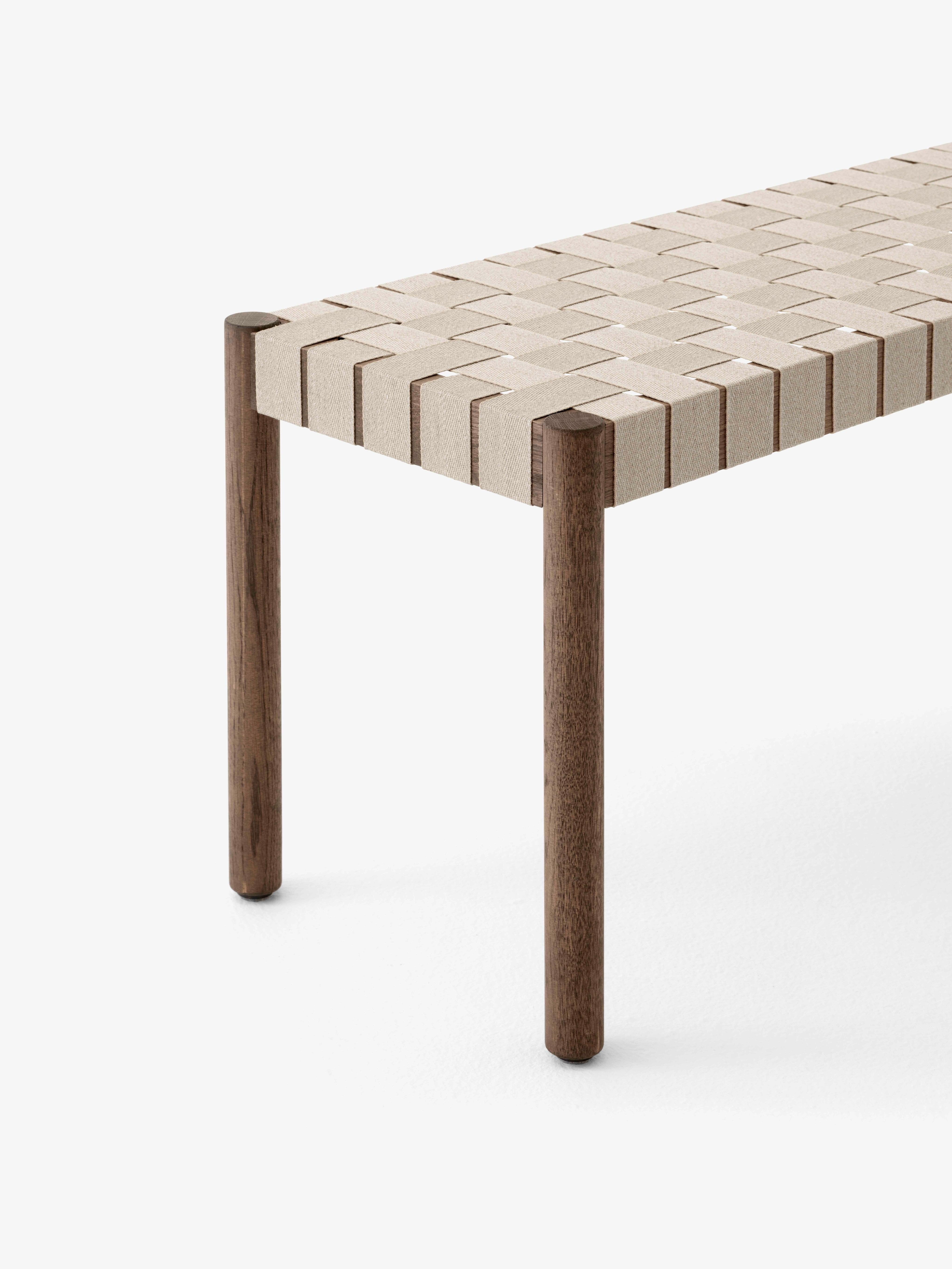 BETTY bench with beige woven seat and smoked oiled oak