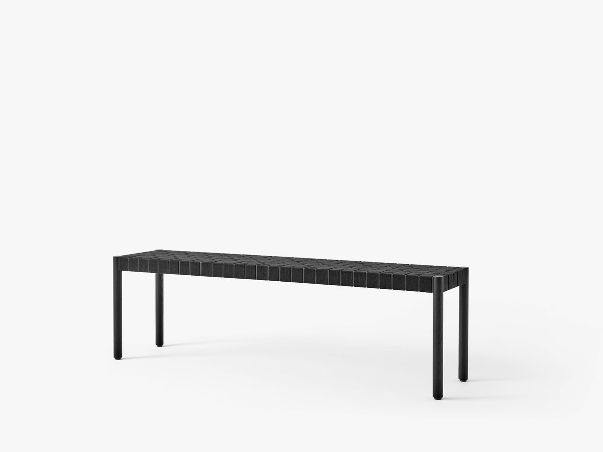 BETTY bench with black woven seat and black lacquered ash