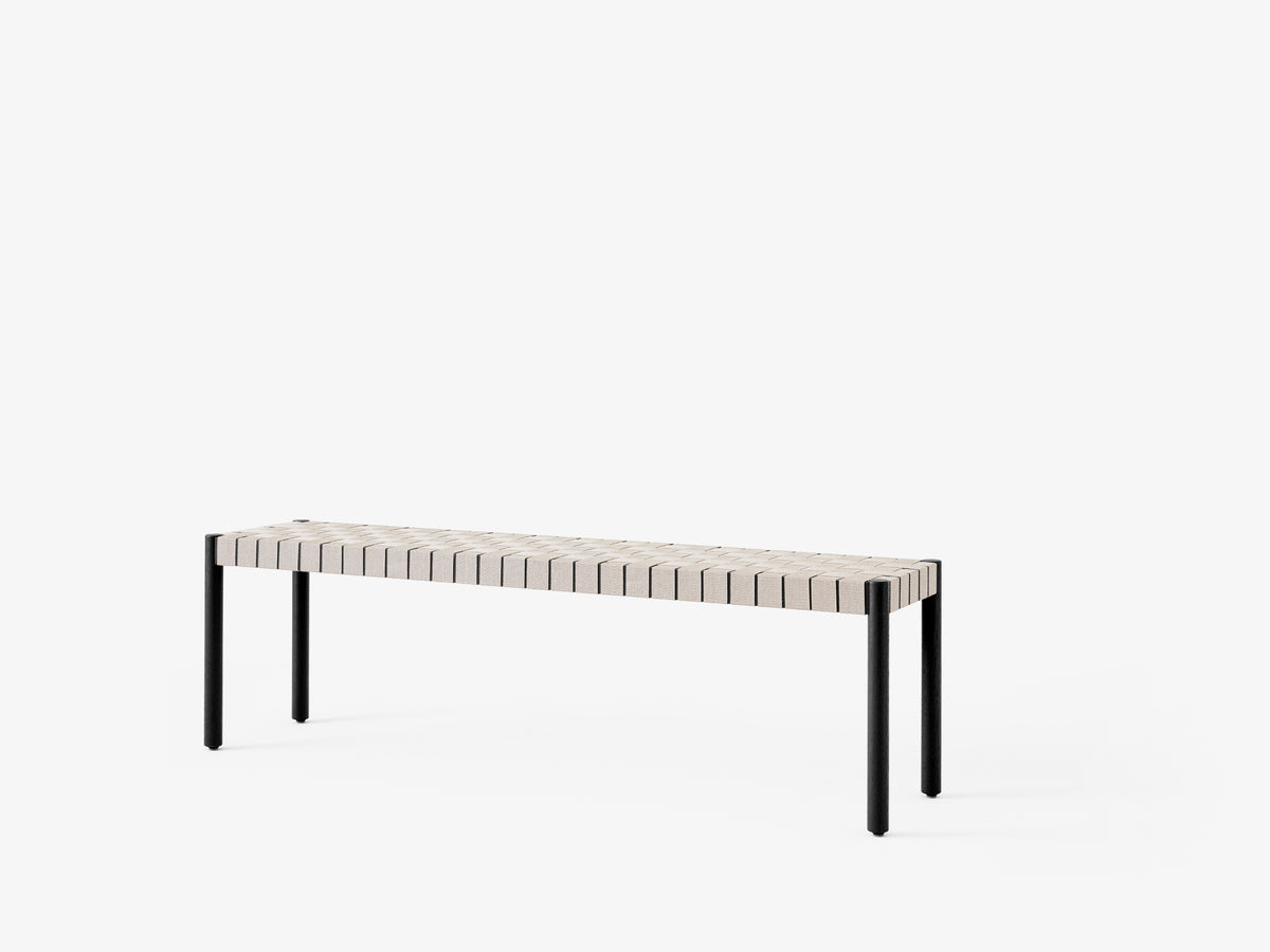 BETTY Bench with Beige Woven Seat and Black Lacquered Ash