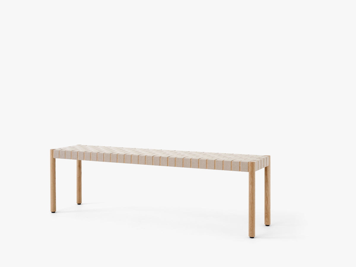 BETTY bench with beige woven seat and lacquered oak
