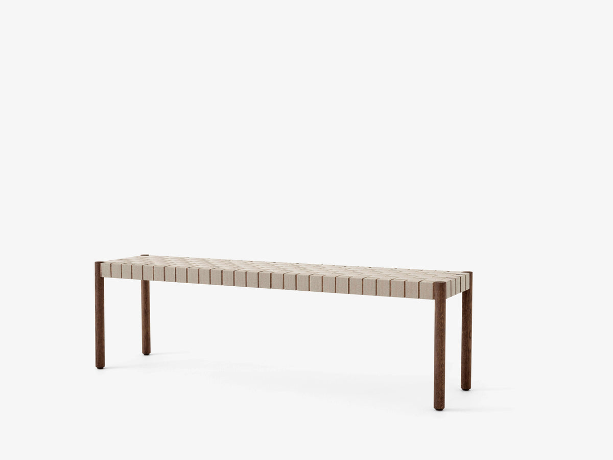 BETTY bench with beige woven seat and smoked oiled oak