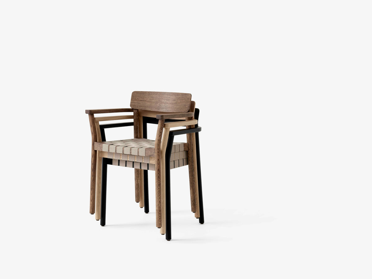 BETTY TK9 Armchair with Armrests, Black Woven Seat with Black Lacquered Ash