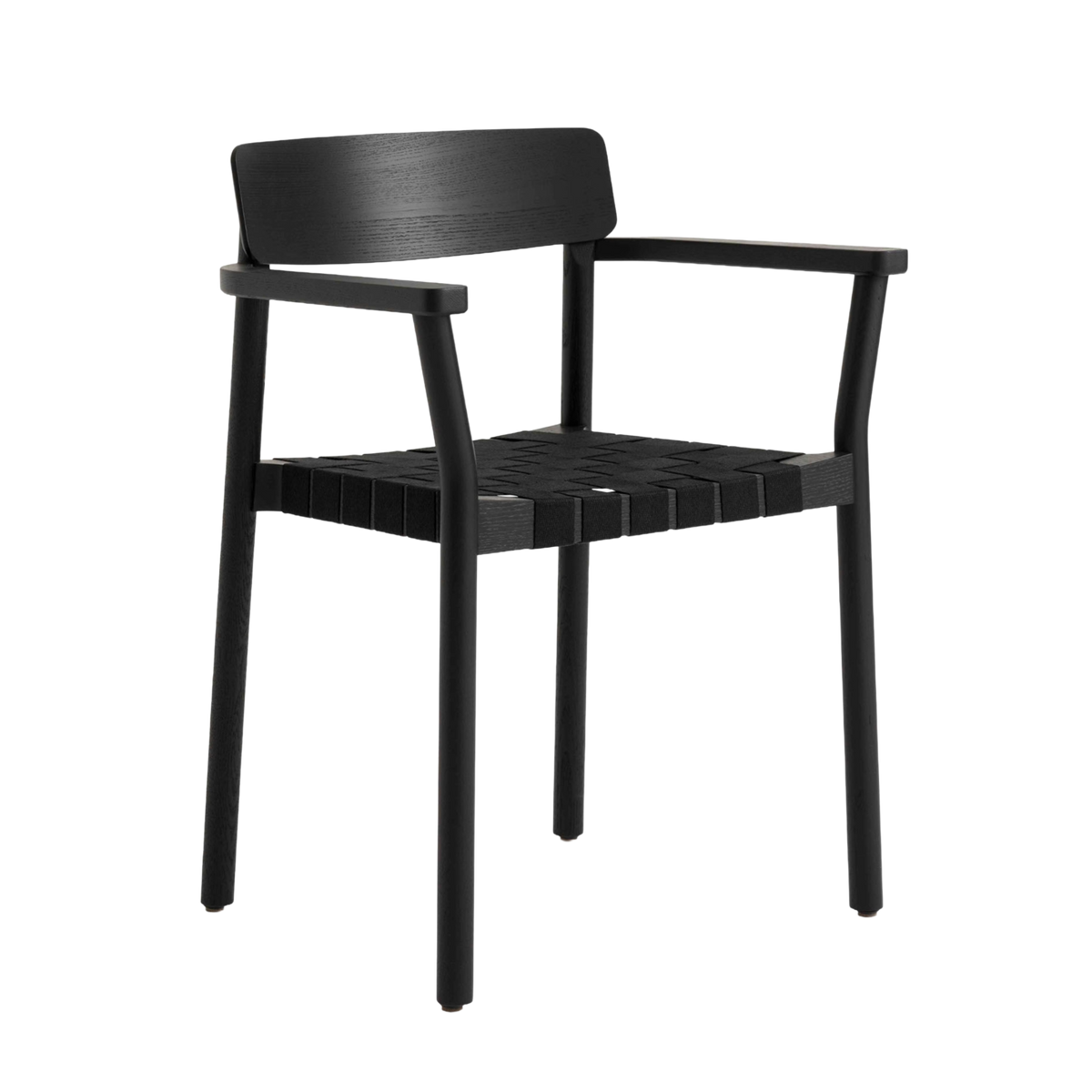 BETTY TK9 Armchair with Armrests, Black Woven Seat with Black Lacquered Ash