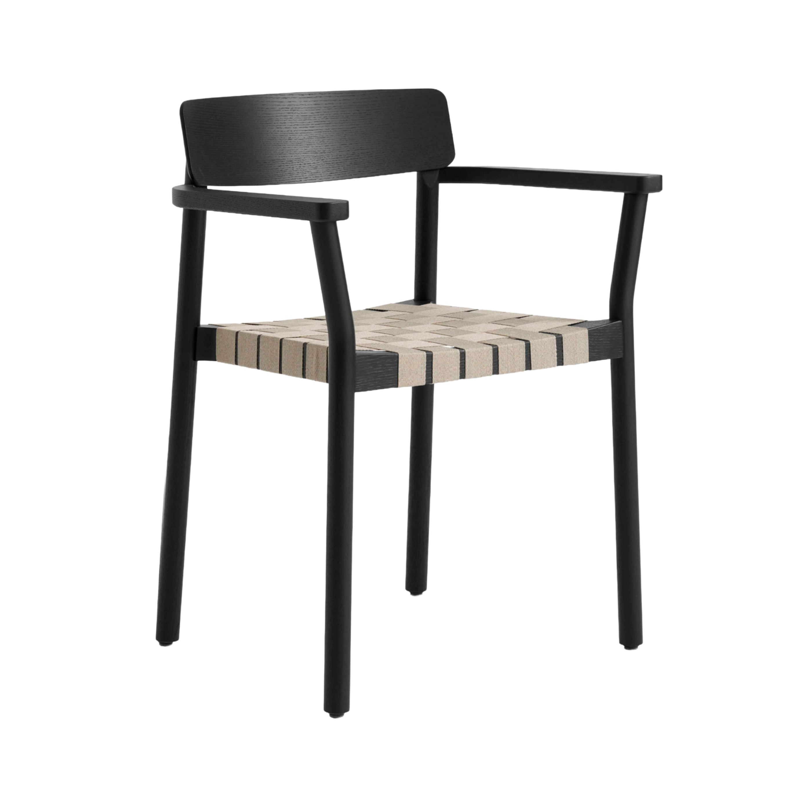 BETTY TK9 Armchair with Beige Woven Seat and Black Lacquered Ash
