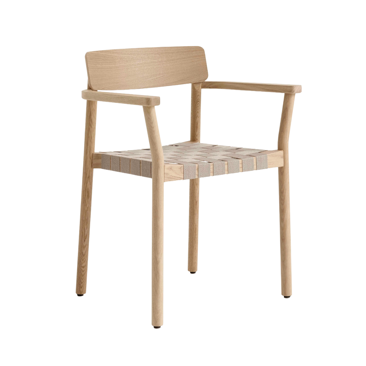 BETTY TK9 Armchair with Armrests, Beige Woven Seat with Lacquered Oak