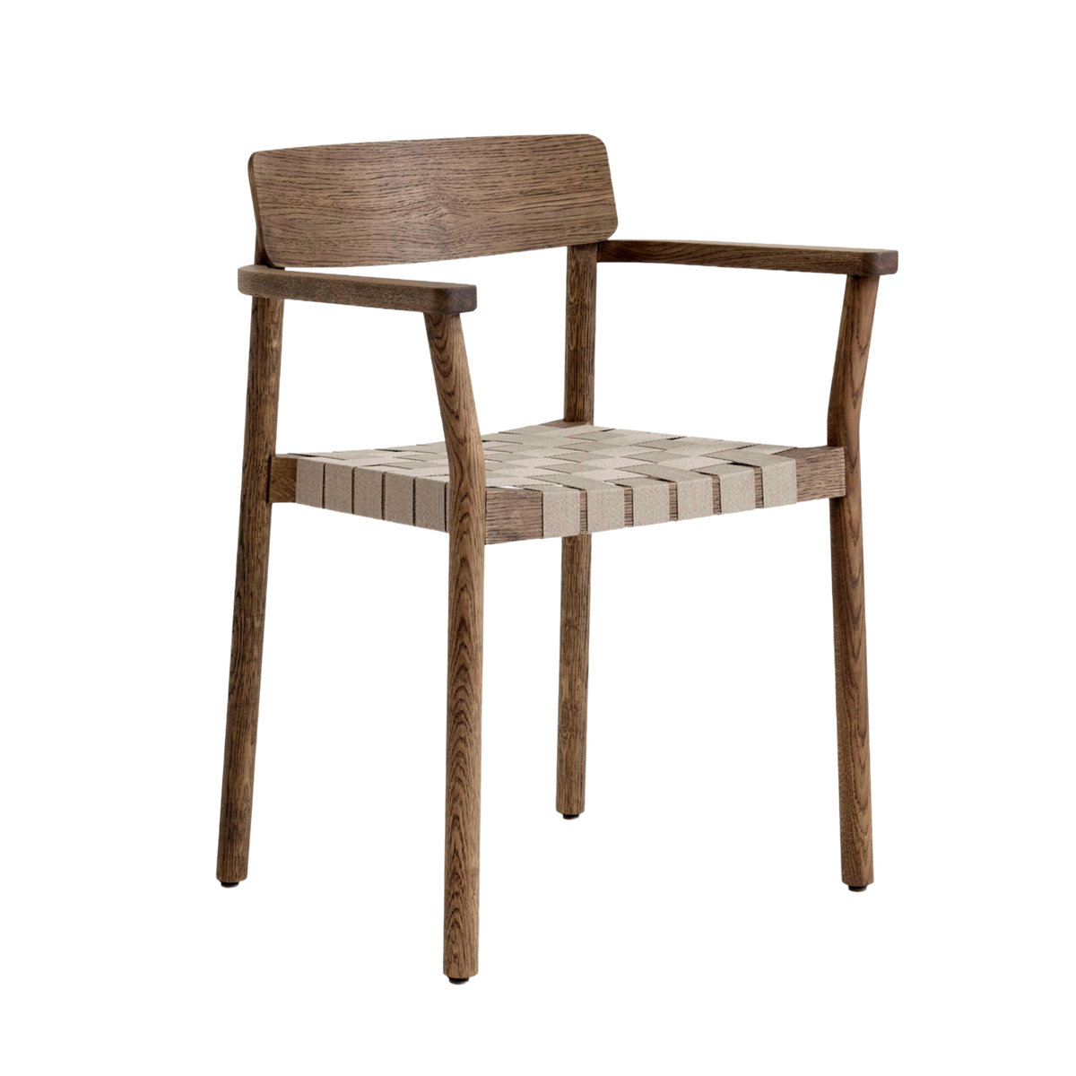 BETTY TK9 Armchair with Armrests, Beige Woven Seat with Smoked Oiled Oak