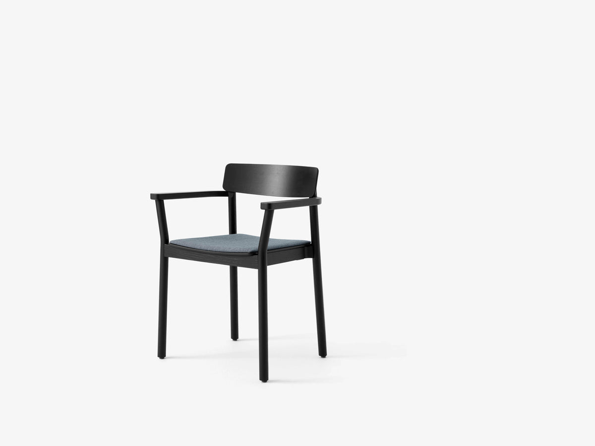 BETTY TK11 armchair in black lacquered ash with an upholstered seat