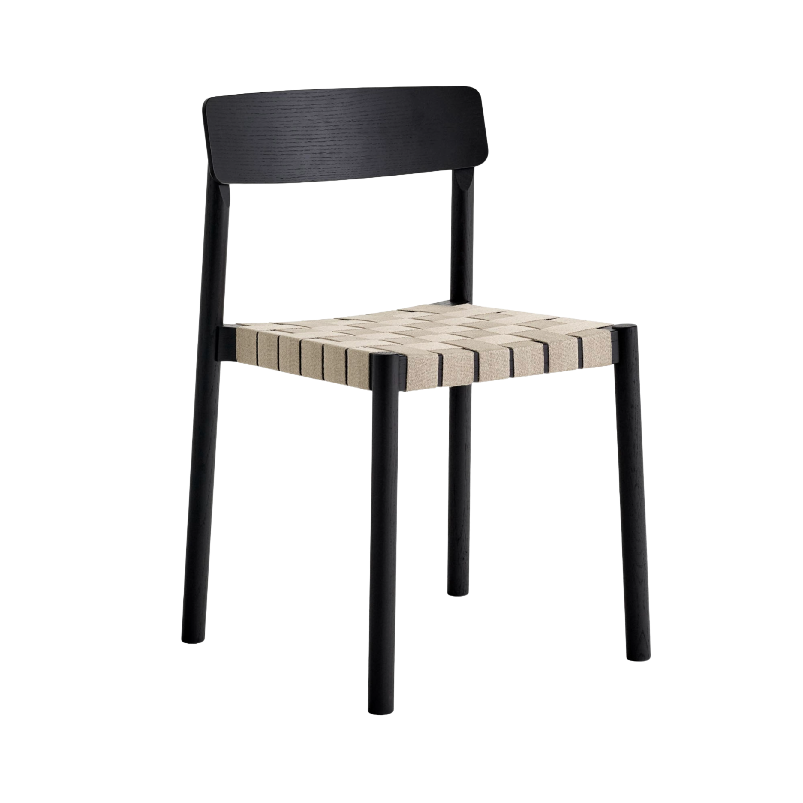 BETTY TK1 Chair with beige woven seat and black lacquered ash