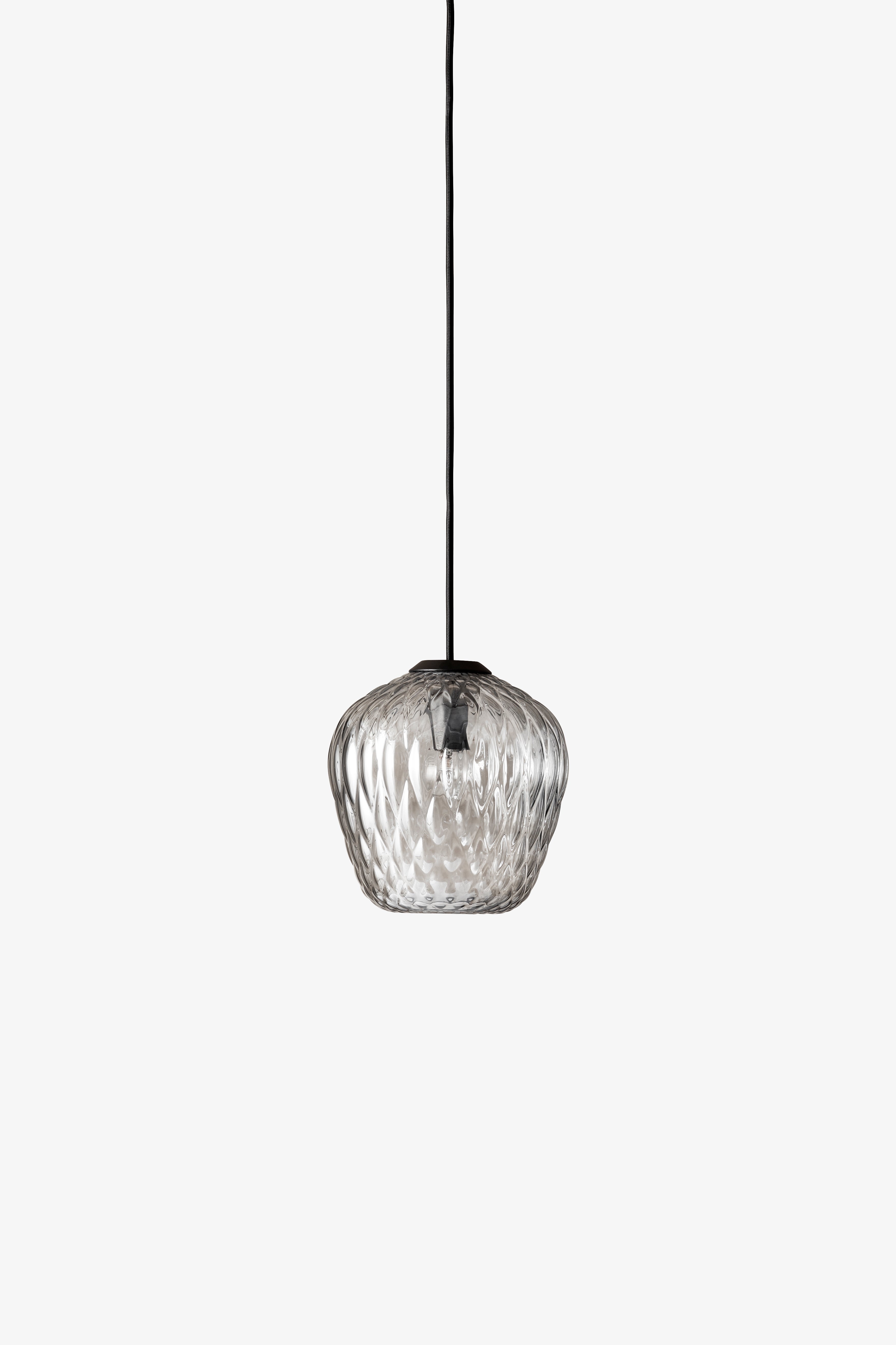 Blown pendant lamp with a glossy shade