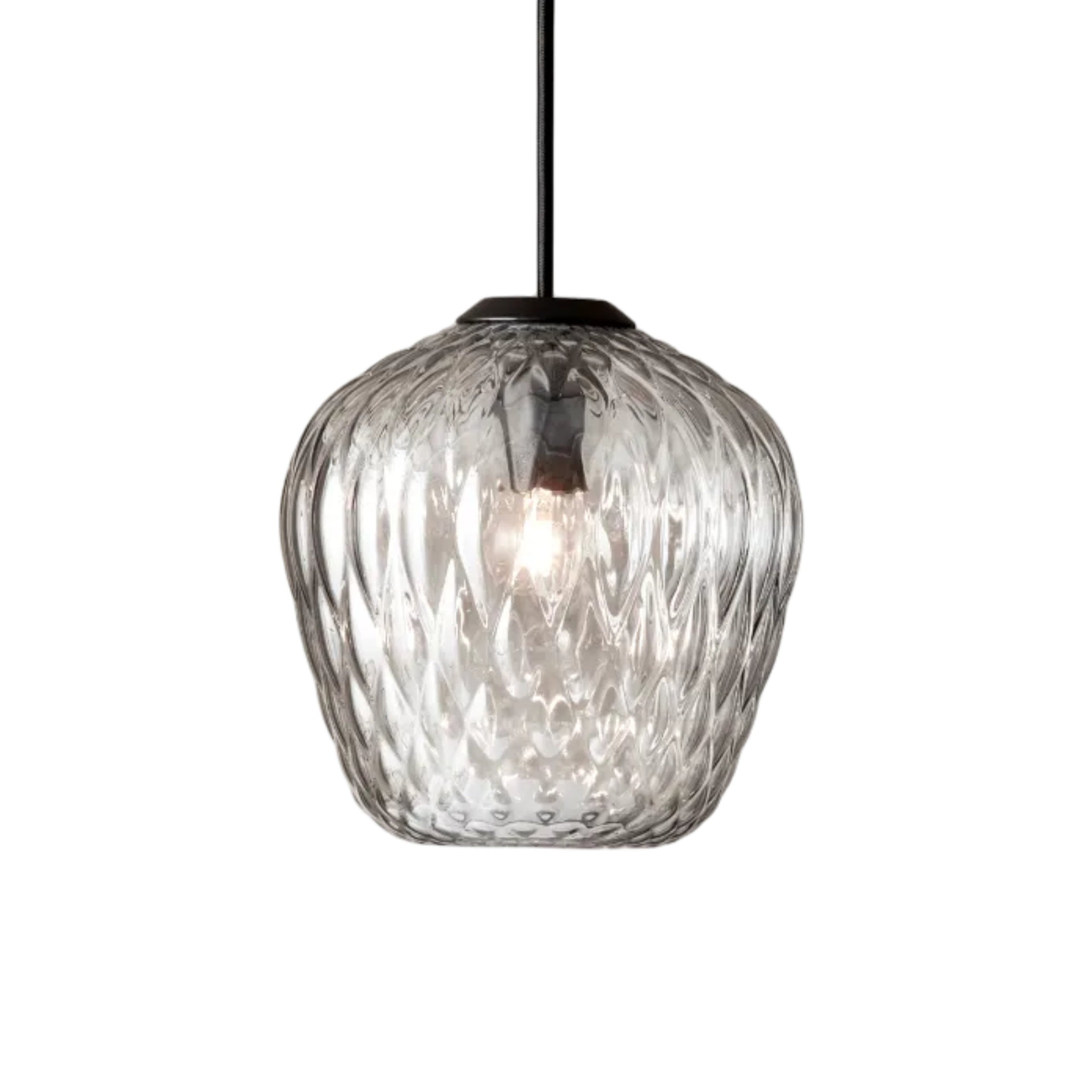 Blown pendant lamp with a glossy shade