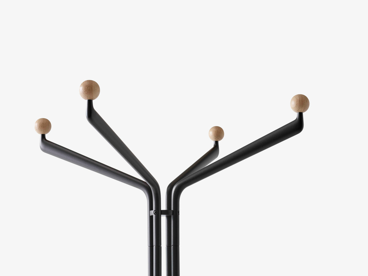 CAPTURE SC77 Freestanding Coat Rack in Graphite with Oak Finish