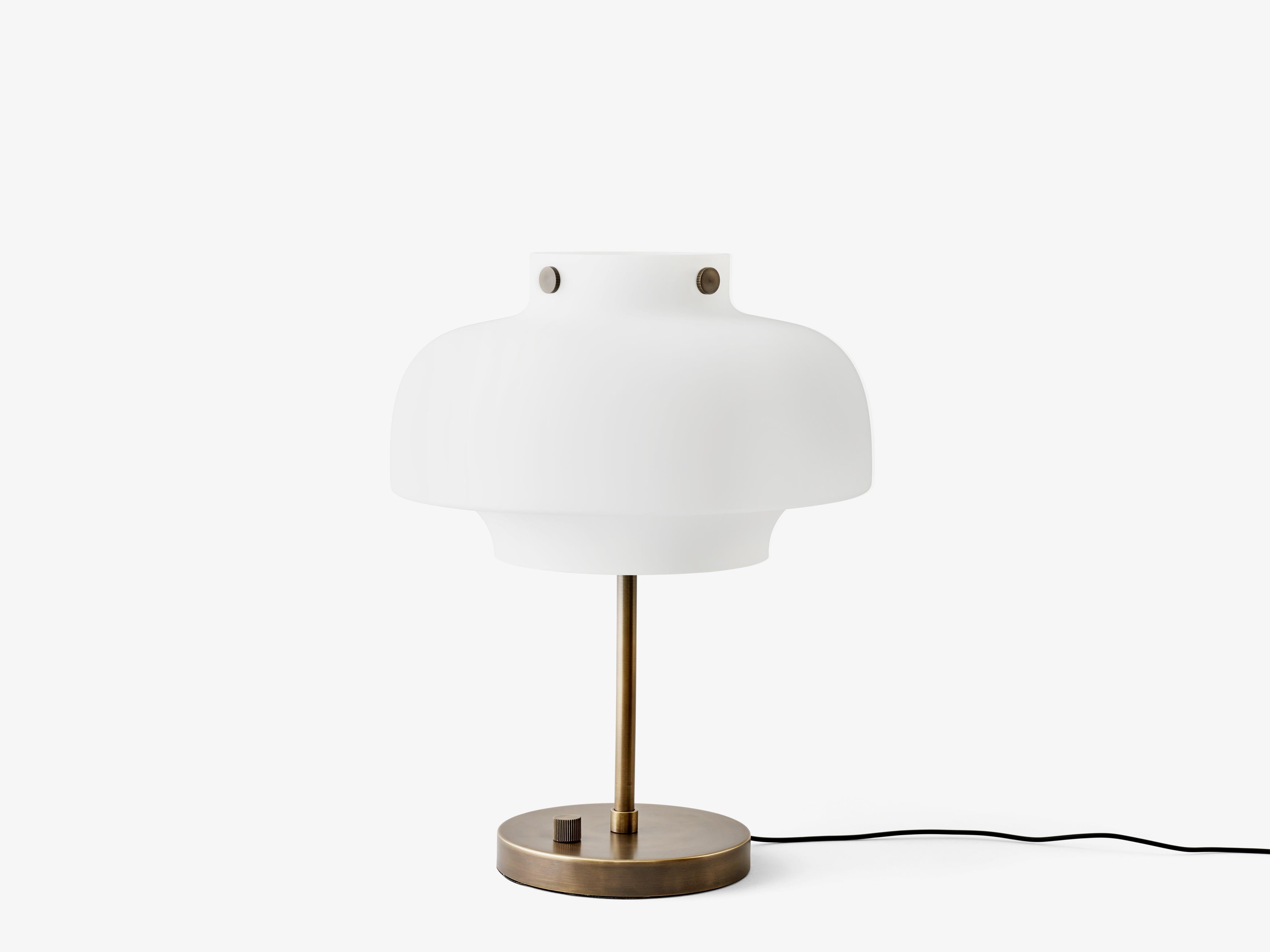 COPENHAGEN SC13 Table Lamp with Opal Shade and Brushed Brass Base