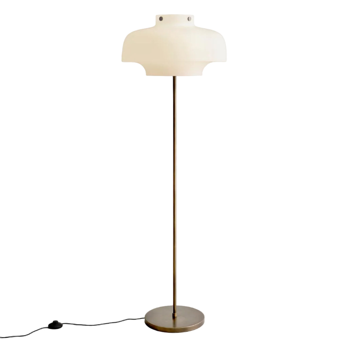 COPENHAGEN SC14 floor lamp with an opal shade and a bronzed brass base