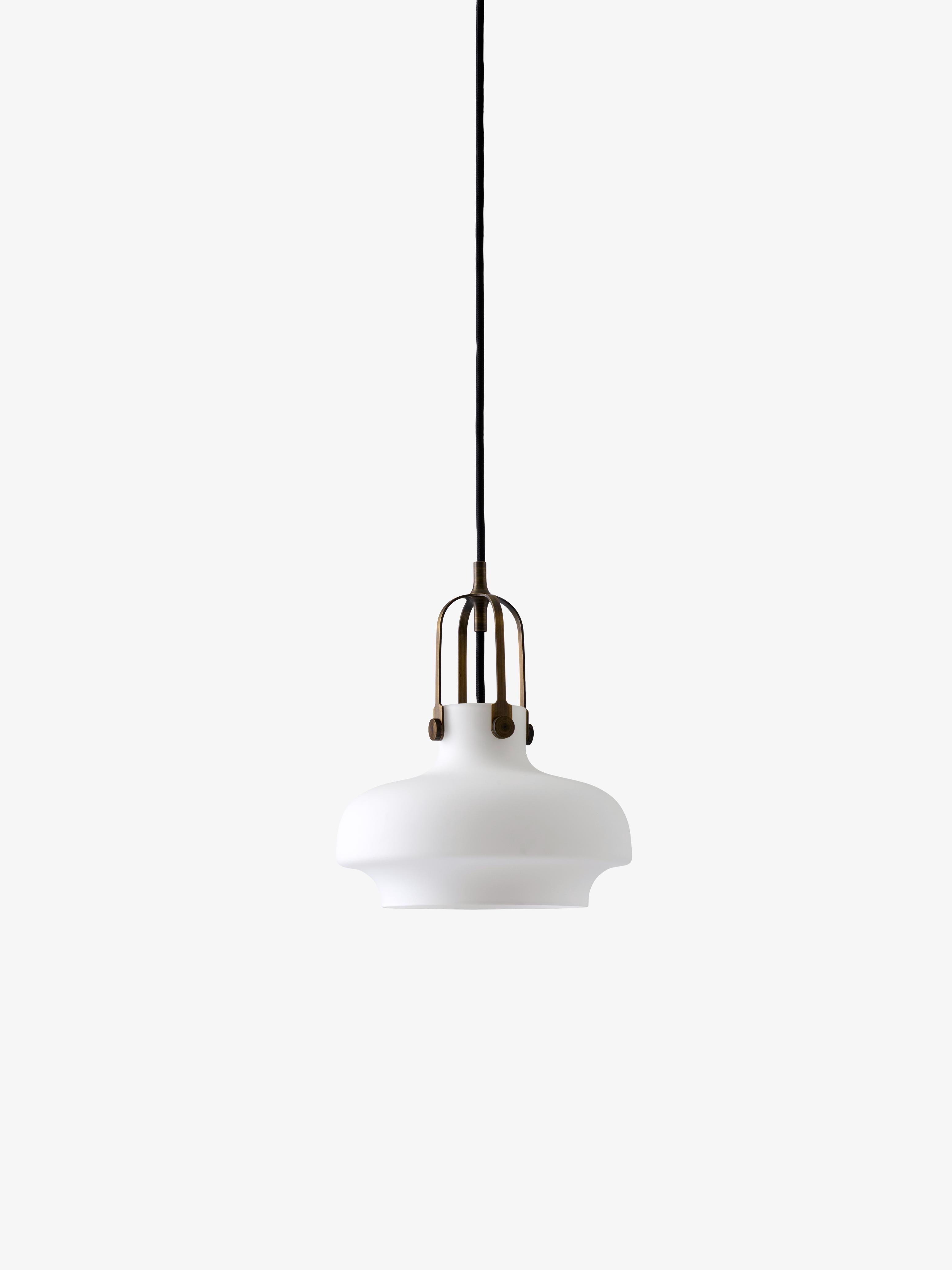 COPENHAGEN pendant lamp with an opal shade and brown finish.