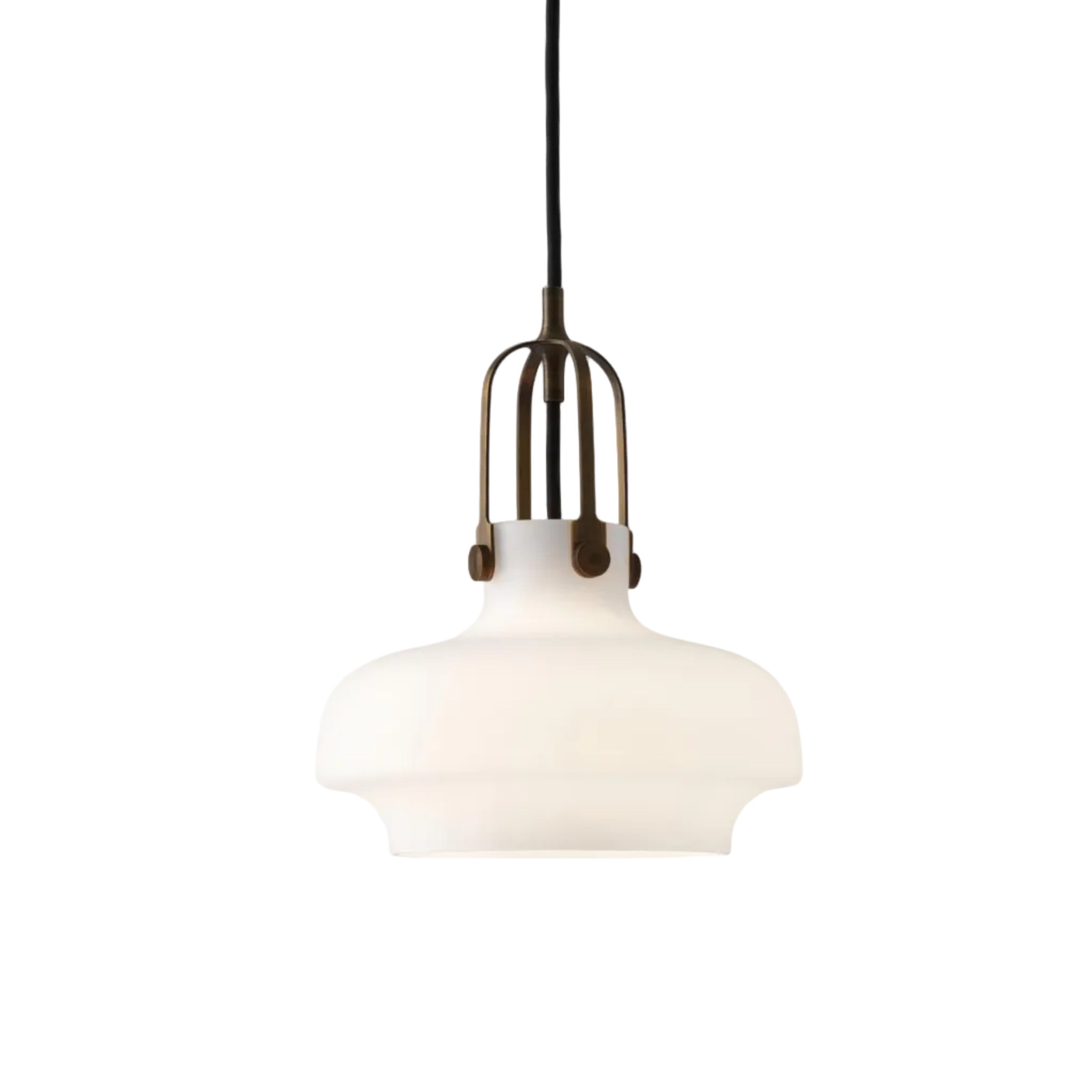 COPENHAGEN pendant lamp with an opal shade and brown finish.