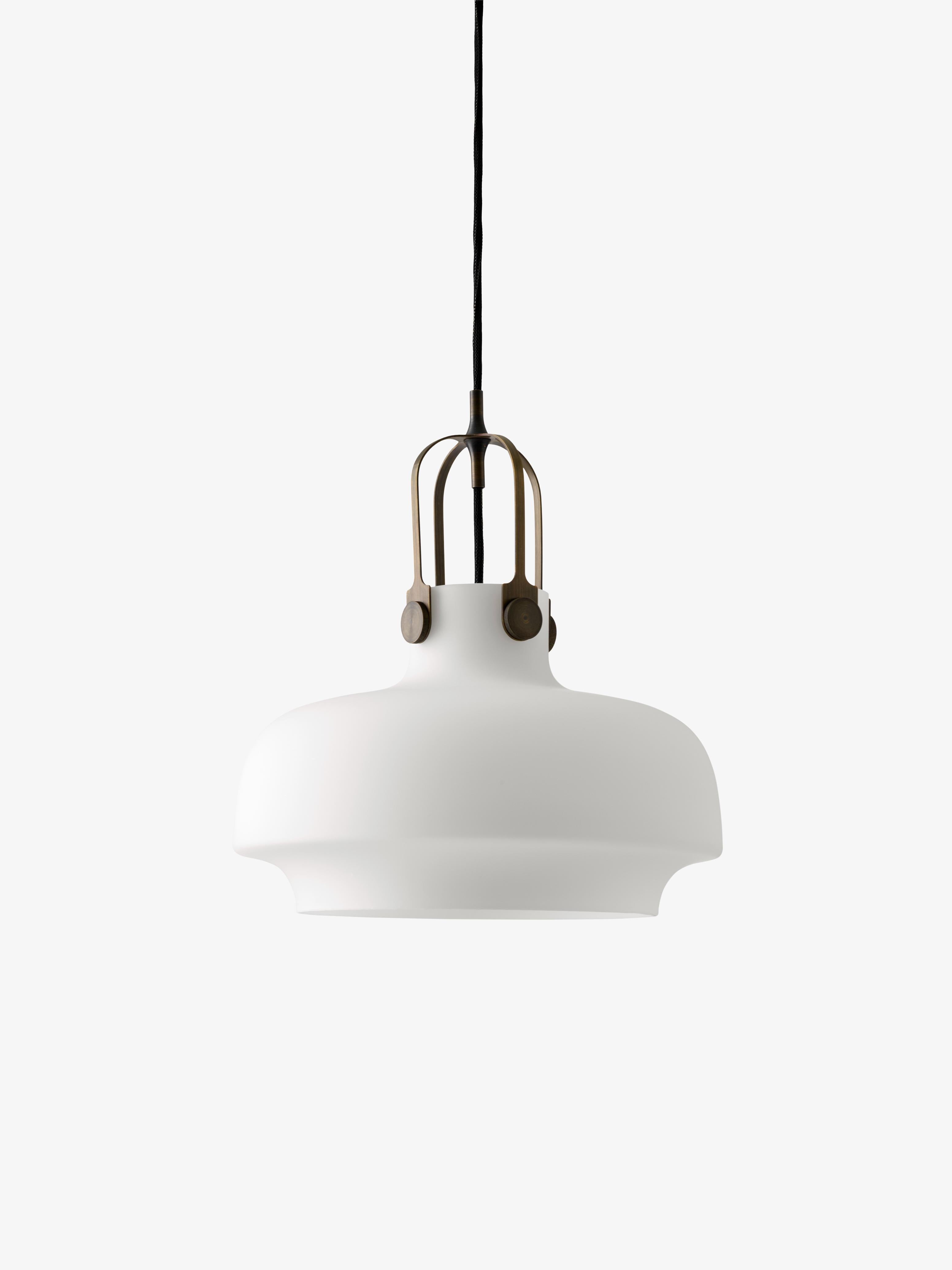 COPENHAGEN pendant lamp with an opal shade and brown finish.