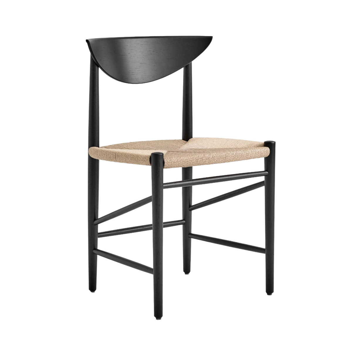 DRAWN HM3 chair in black lacquered oak with a woven seat