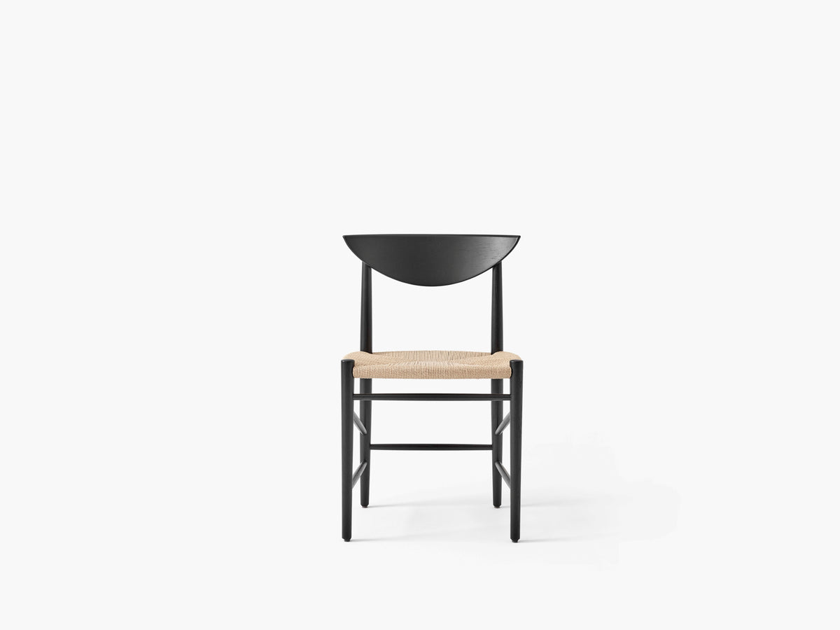 DRAWN HM3 chair in black lacquered oak with a woven seat