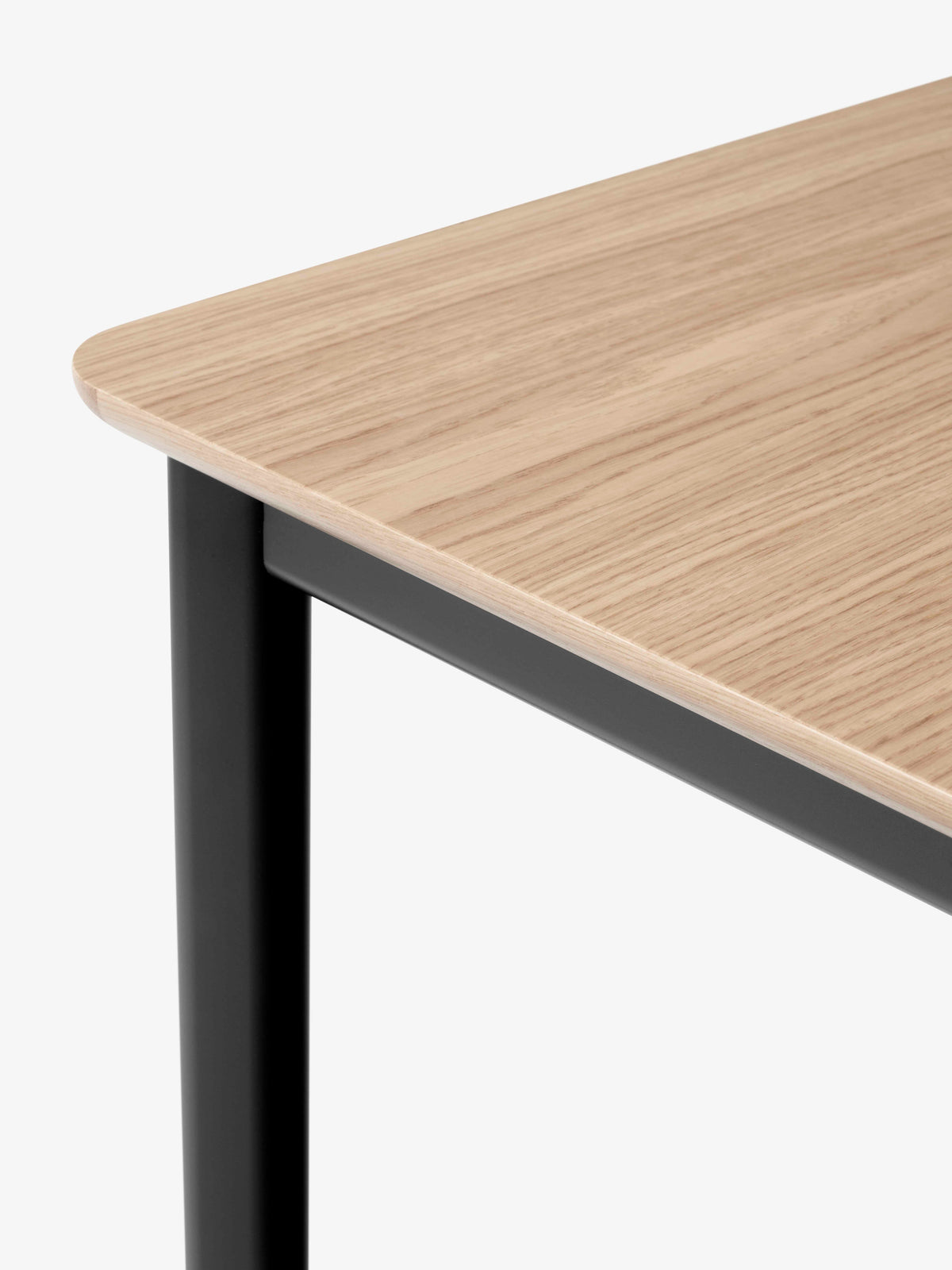 DRIP table with an oak top and black base