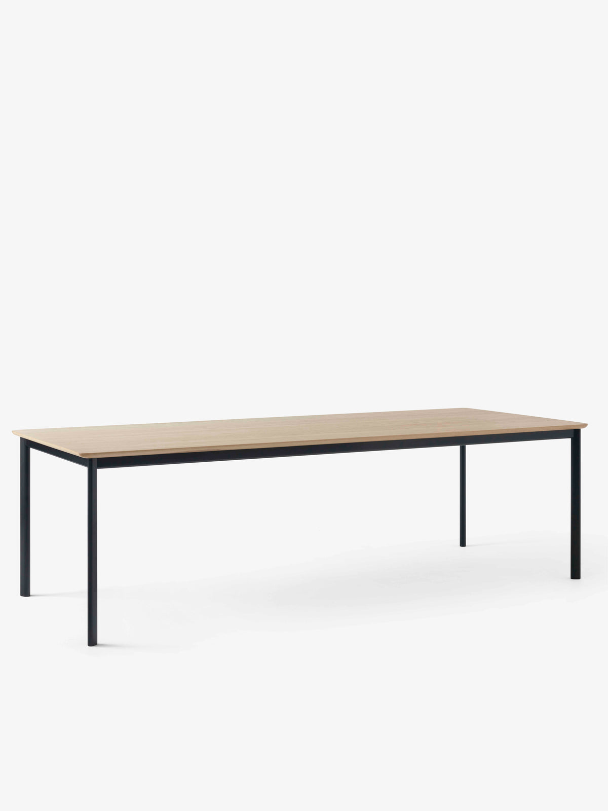 DRIP table with an oak top and black base