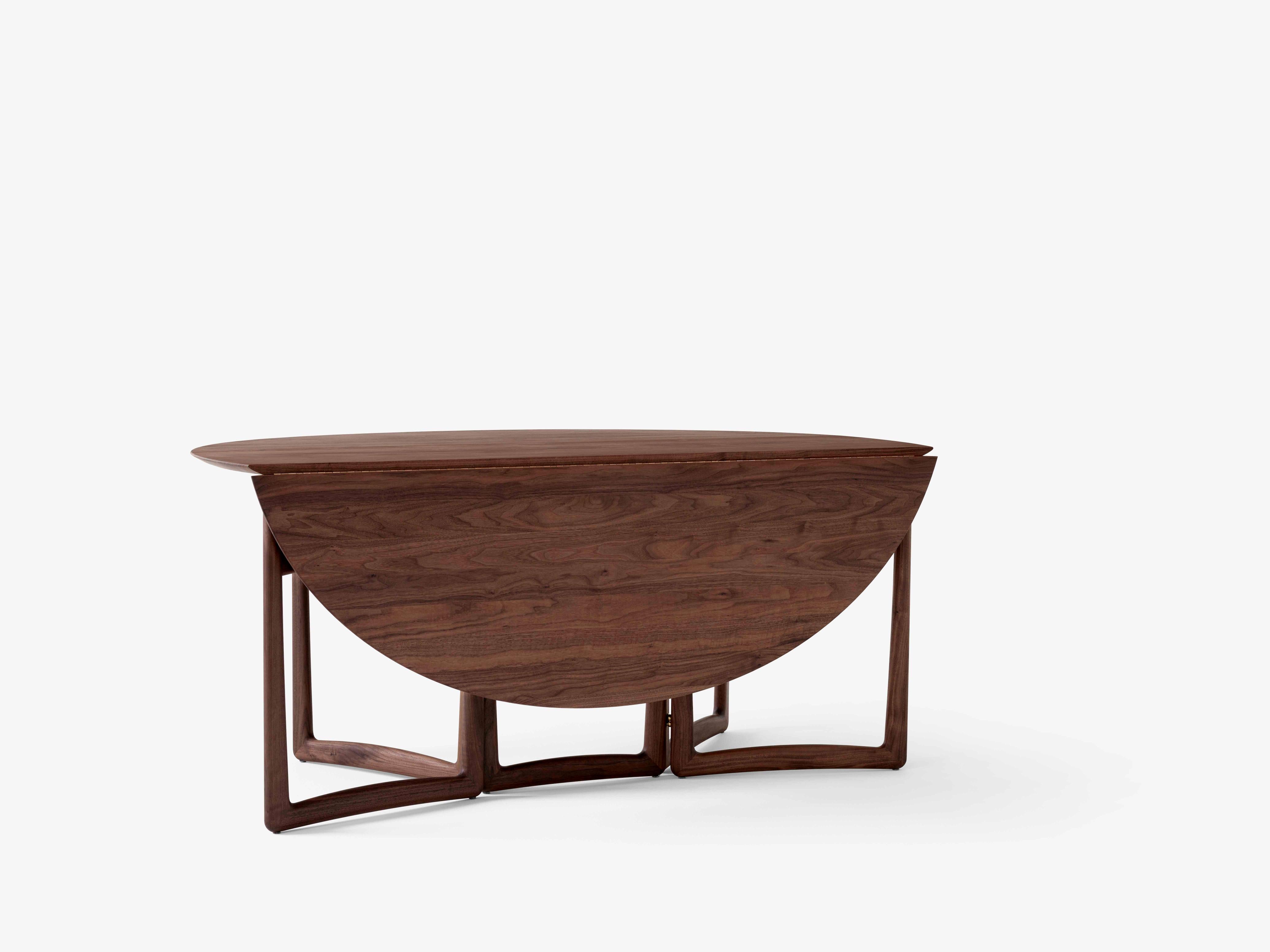 Round Folding Table DROP LEAF HM6 oiled walnut wood