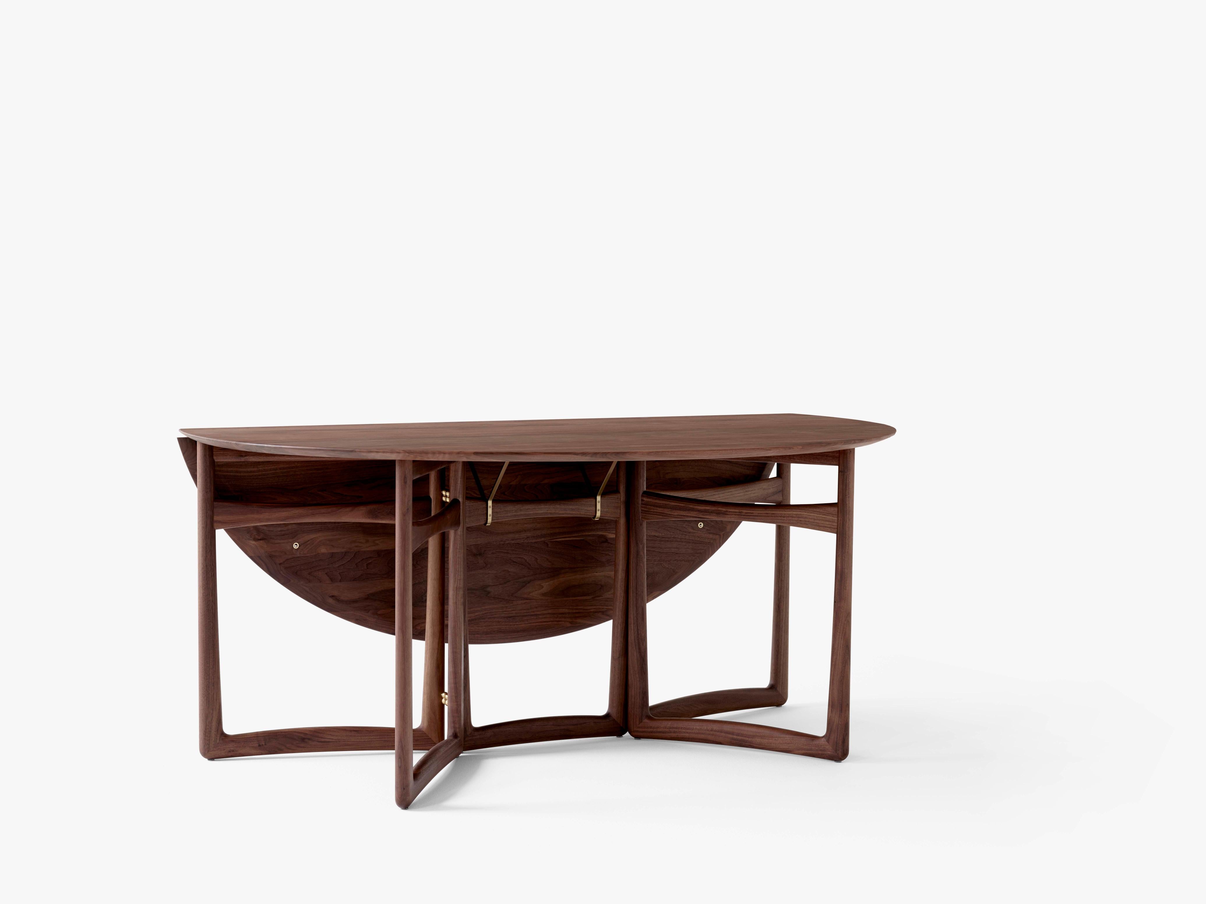 Round Folding Table DROP LEAF HM6 oiled walnut wood