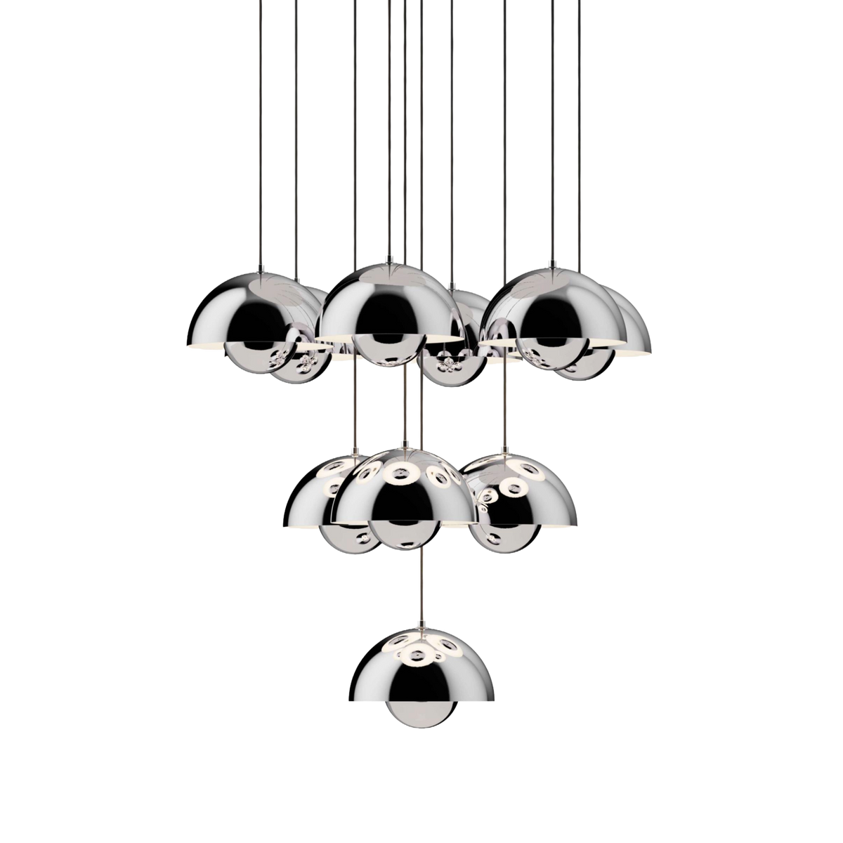 FLOWERPOT VP1 chandelier in chrome