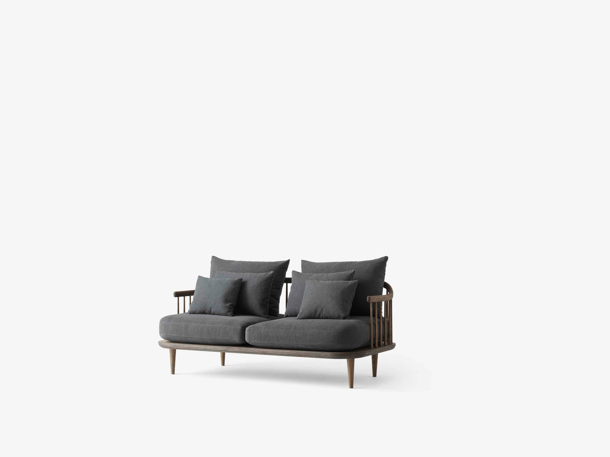 FLY SC2 upholstered two-seater sofa with a smoked oak base
