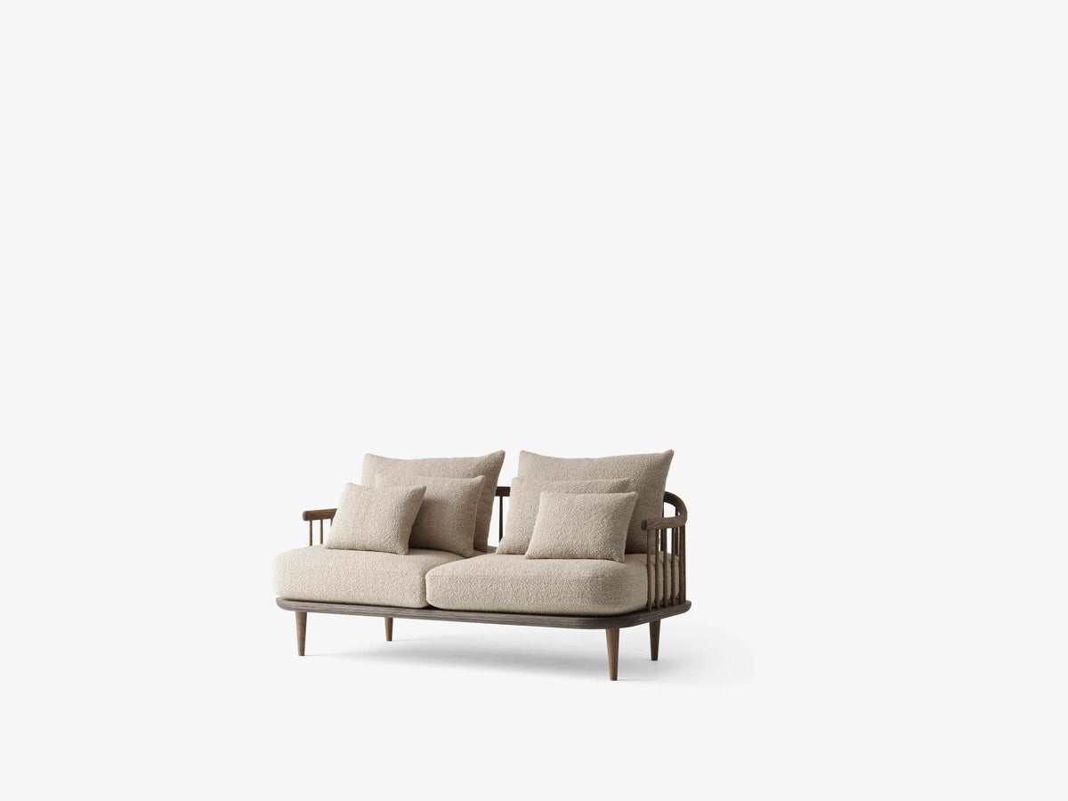 FLY SC2 upholstered two-seater sofa with a smoked oak base
