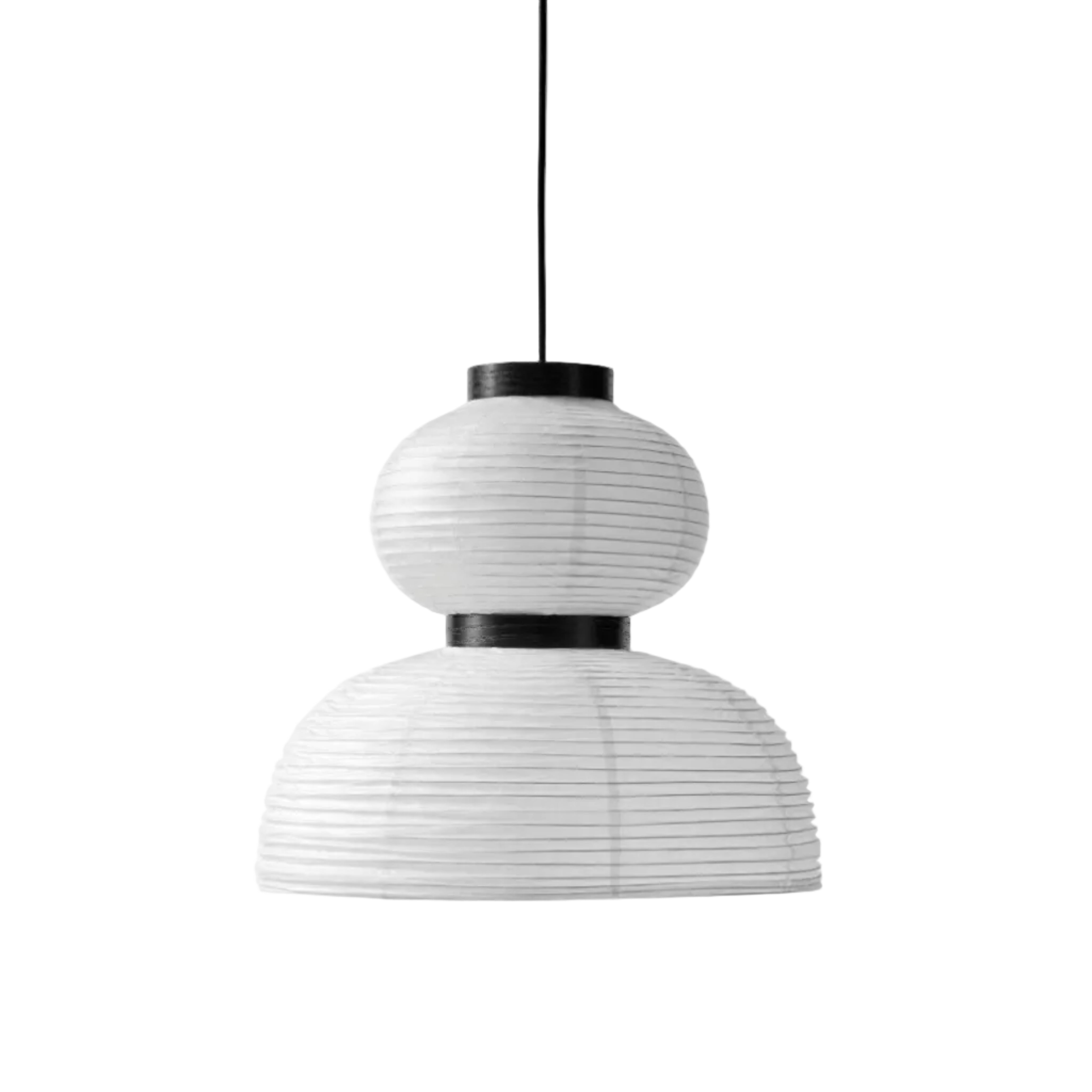 FORMAKAMI JH4 pendant lamp with a white paper shade and black oak finish.