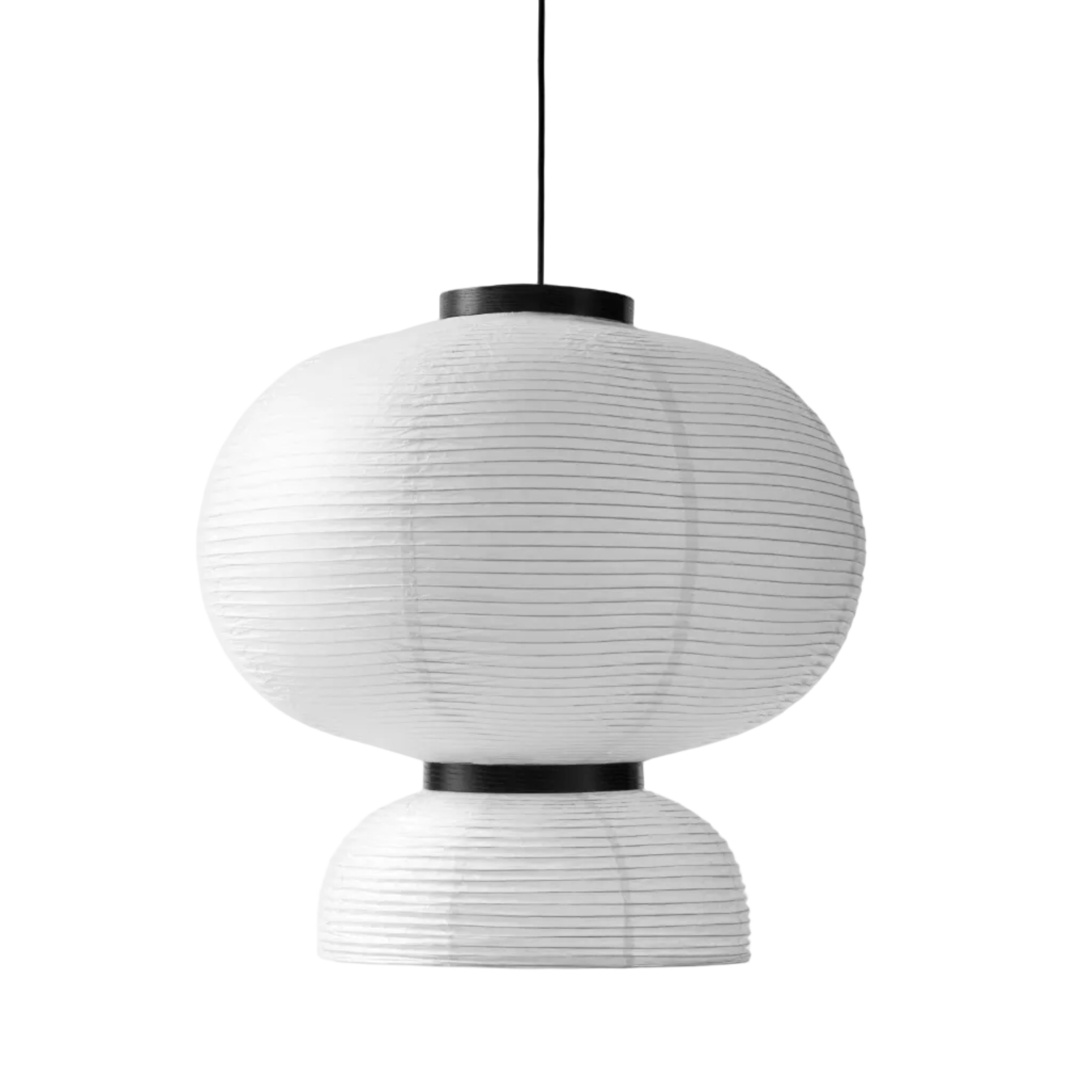 FORMAKAMI JH5 pendant lamp with a white paper shade and black oak finish.