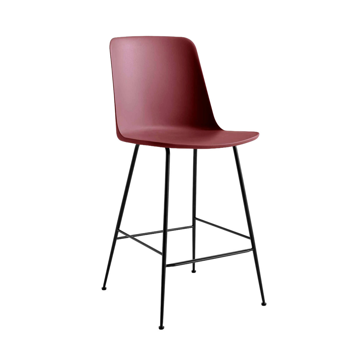 RELY Bar Stool Red-Brown with Black Steel Base