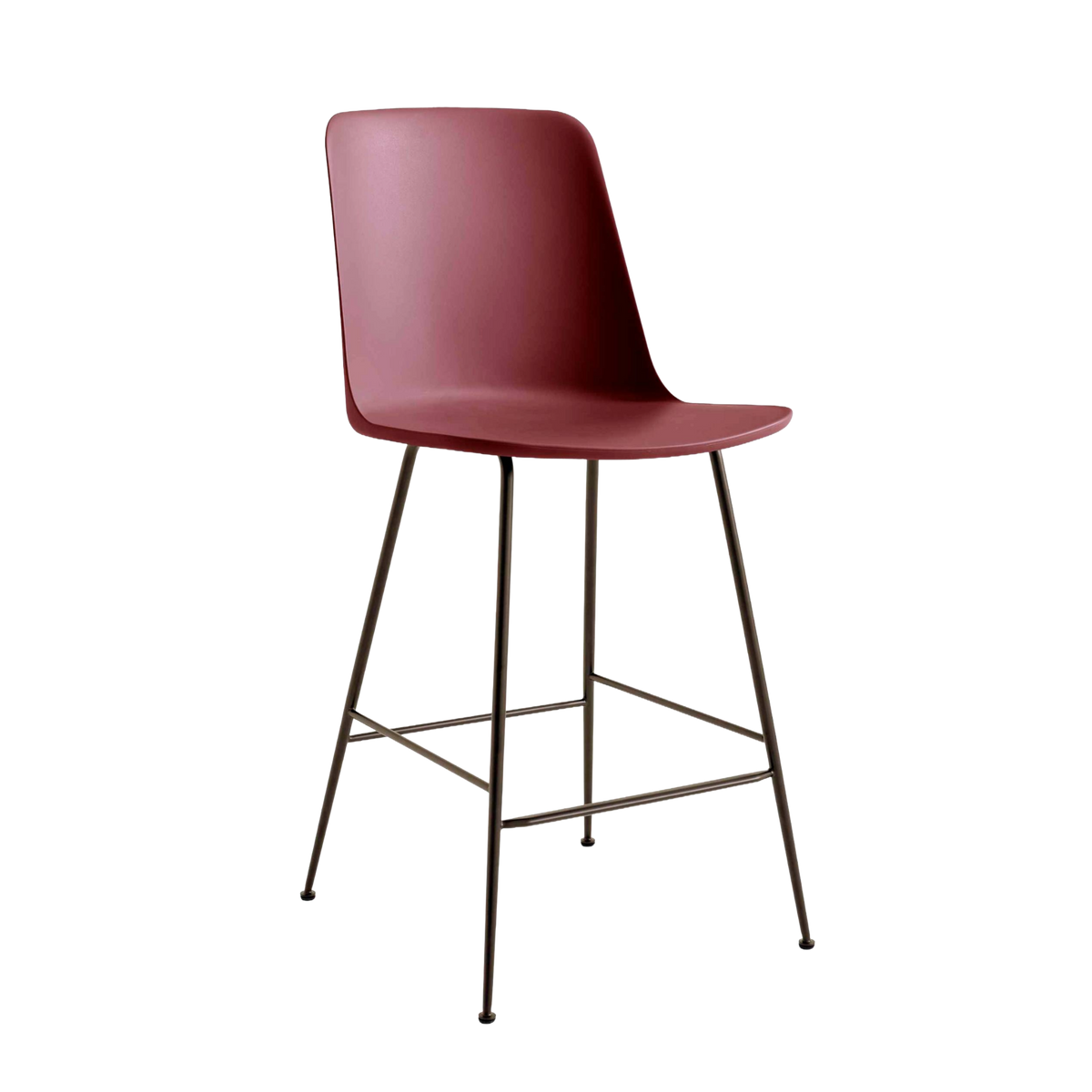 RELY Bar Stool Red-Brown with Brown Steel Base