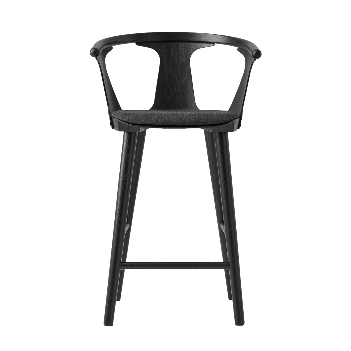 IN BETWEEN stool in black lacquered oak with upholstered seat