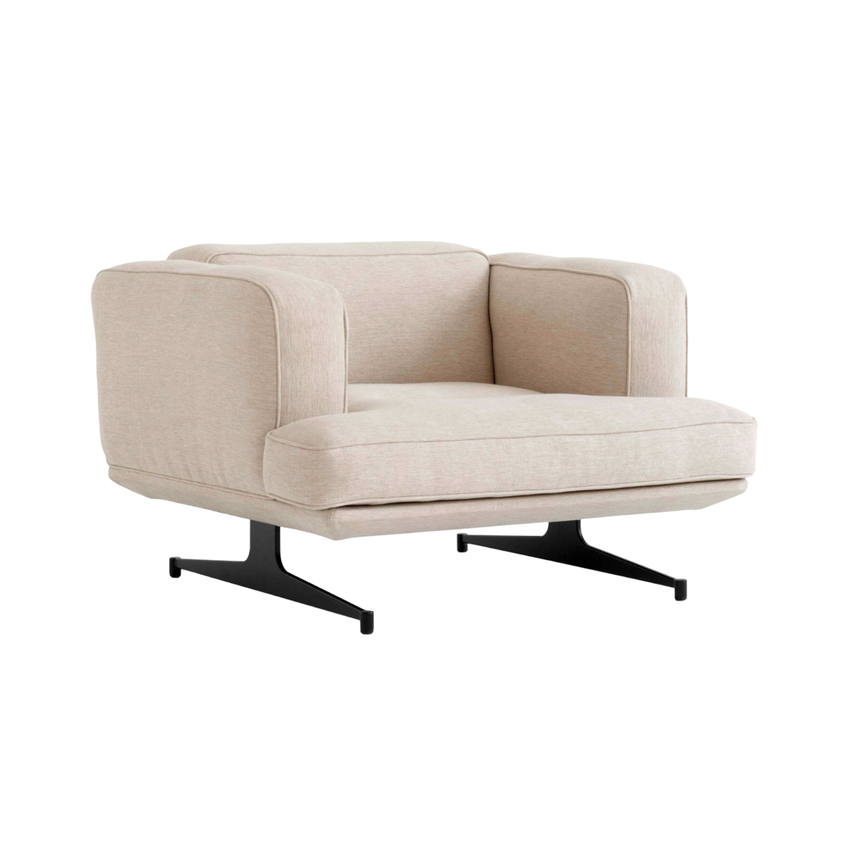 INLAND AV21 upholstered armchair with a black base