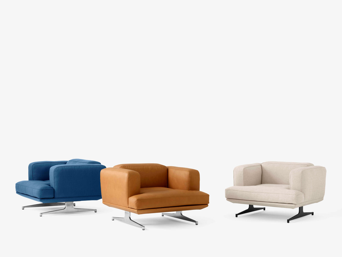 INLAND AV21 upholstered armchair with a black base