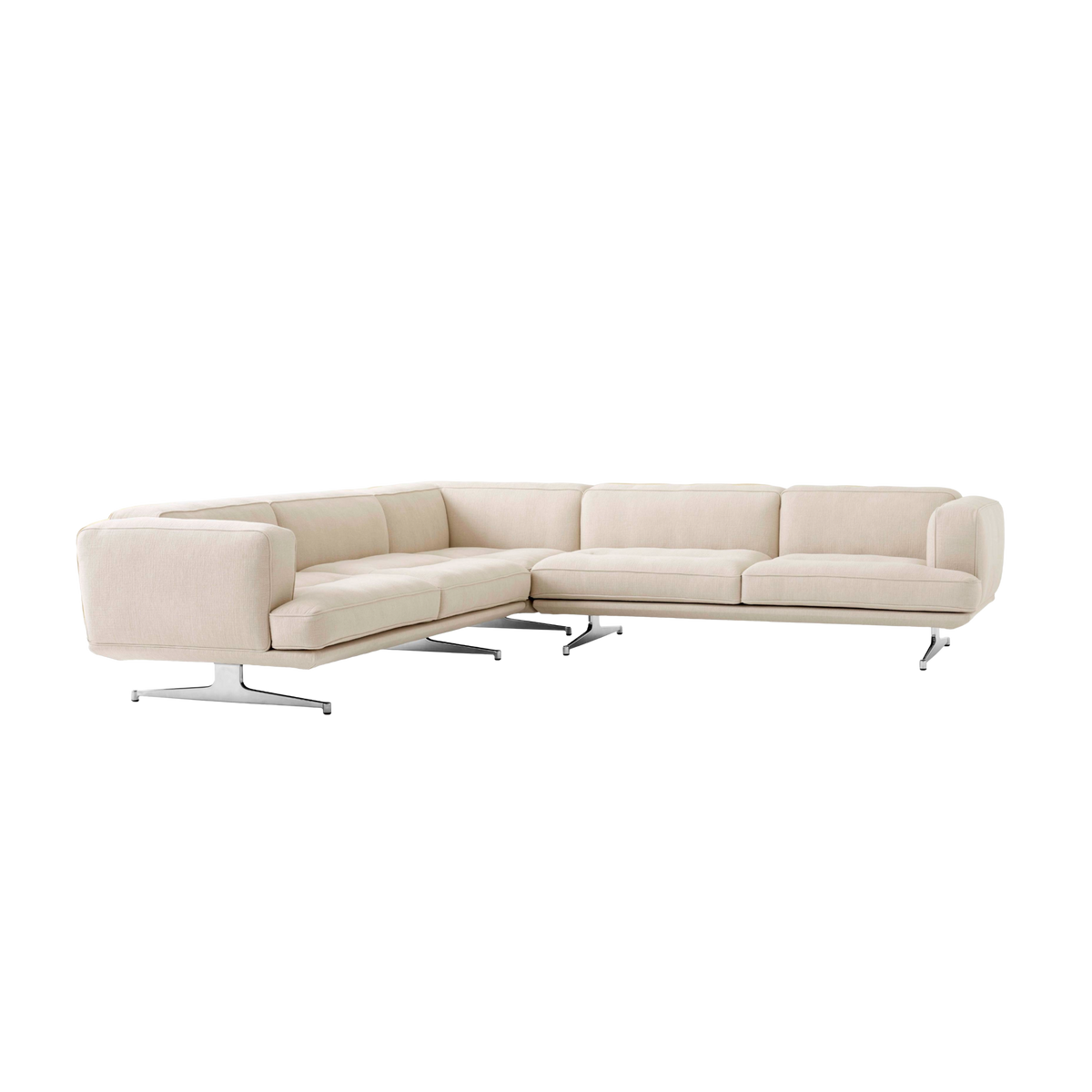 Symmetrical sofa INLAND AV41 upholstered with an aluminum base
