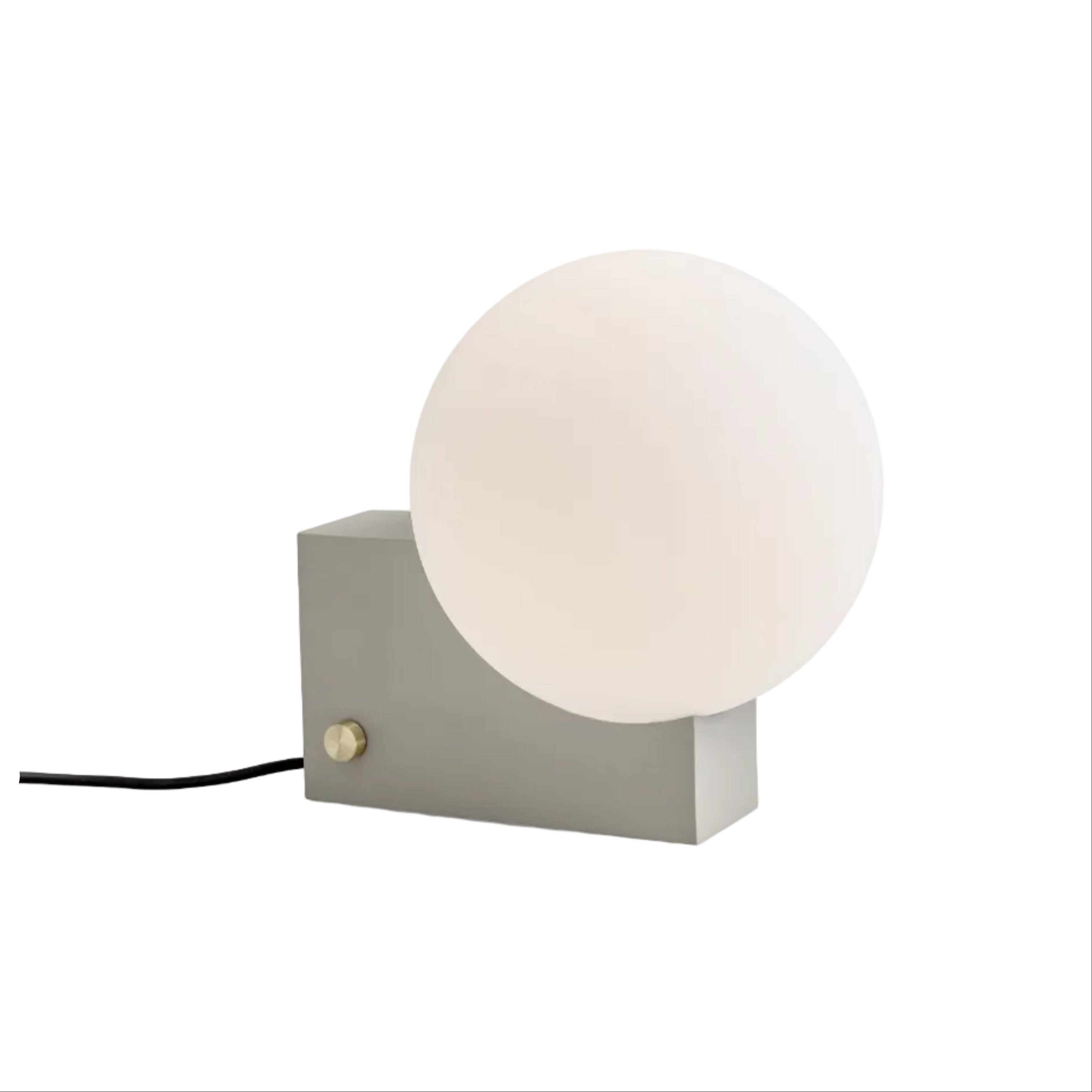 TABLE LAMP JOURNEY SH1 with a milky shade and a gray base