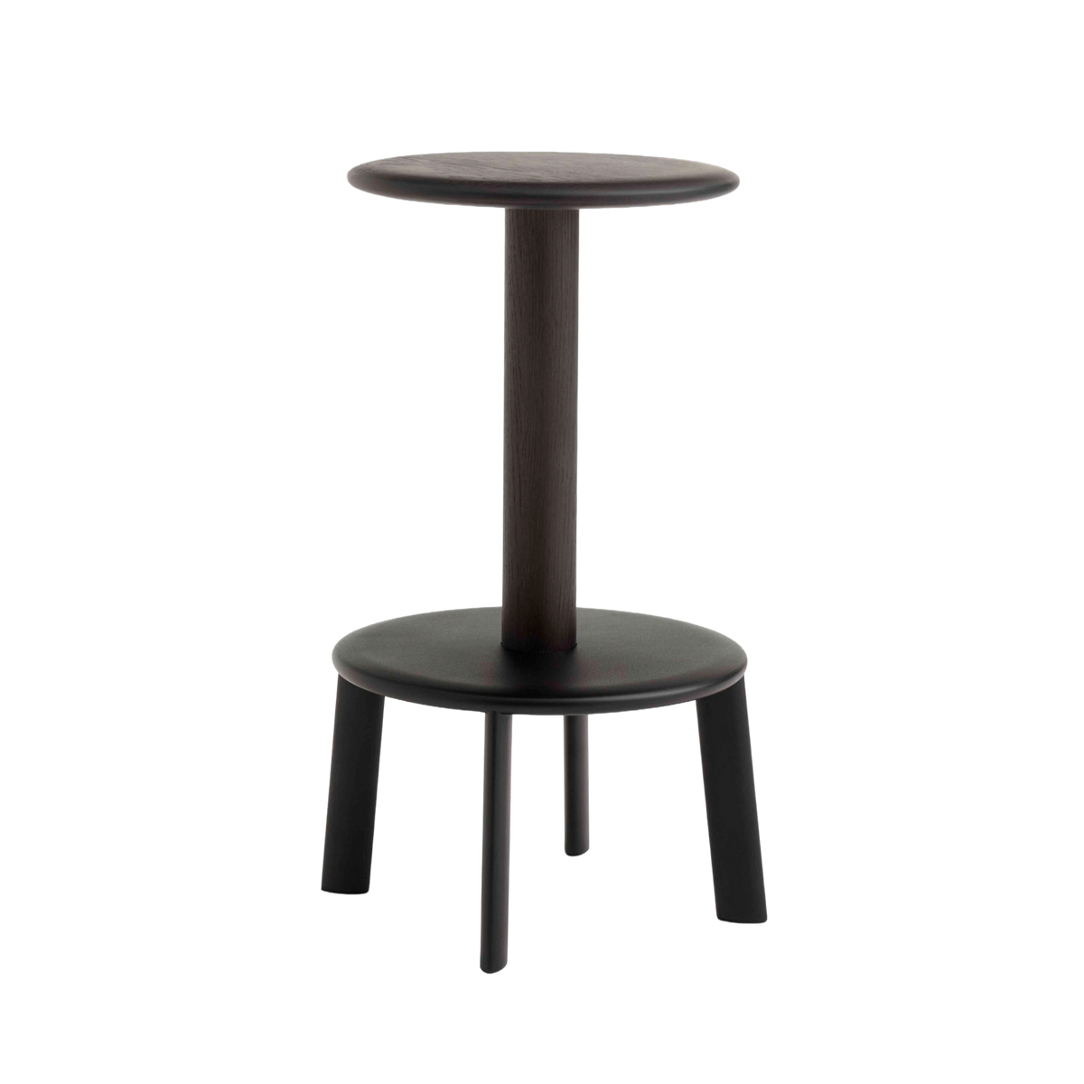 MASSIF Stool in black lacquered oak with a steel base
